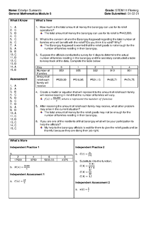 General Mathematics Grade 11 Quarter 1 Module 6 - Name: Ederlyn Sumando ...