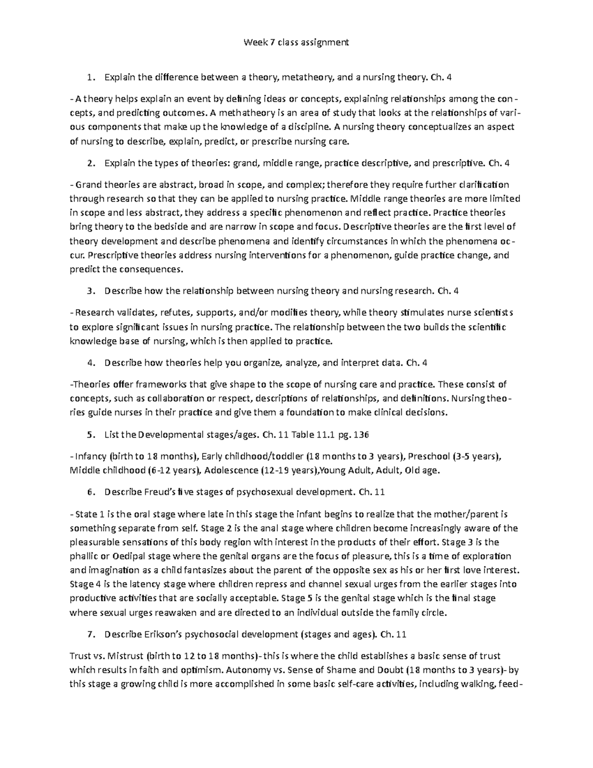 Week 7 Class assignment - Week 7 class assignment Explain the ...