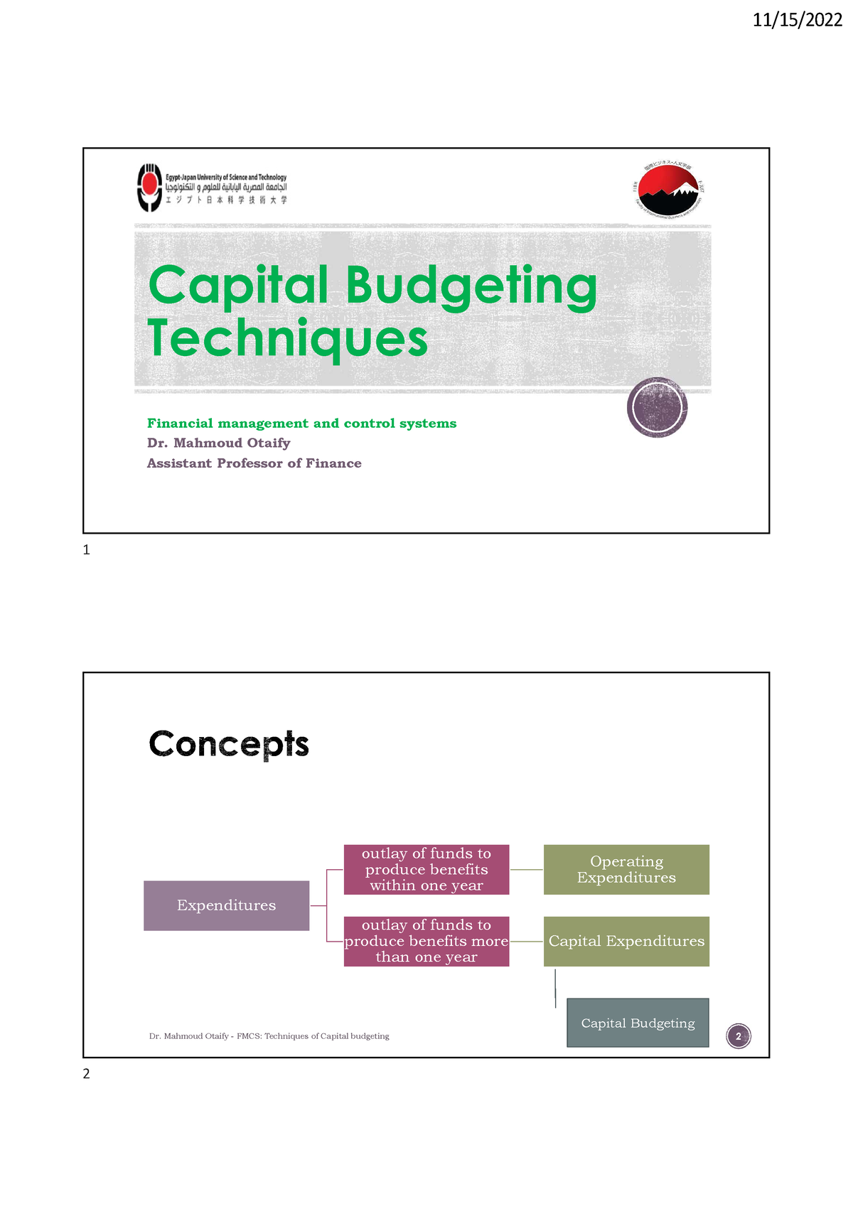 Lecture Capital Budgeting Notes - Capital Budgeting Techniques ...