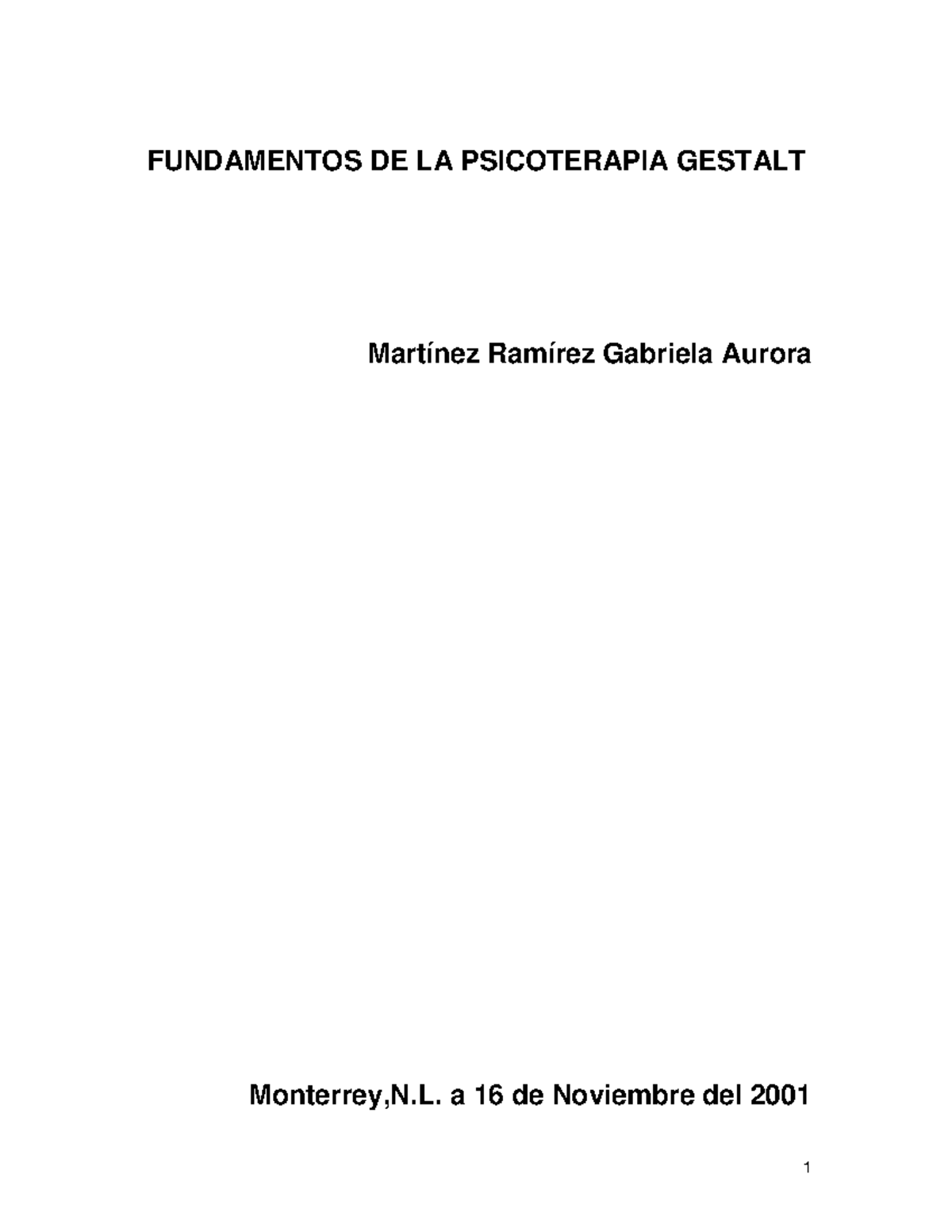 Fundamentos De La Psicoterapia Gestalt M Fundamentos De La