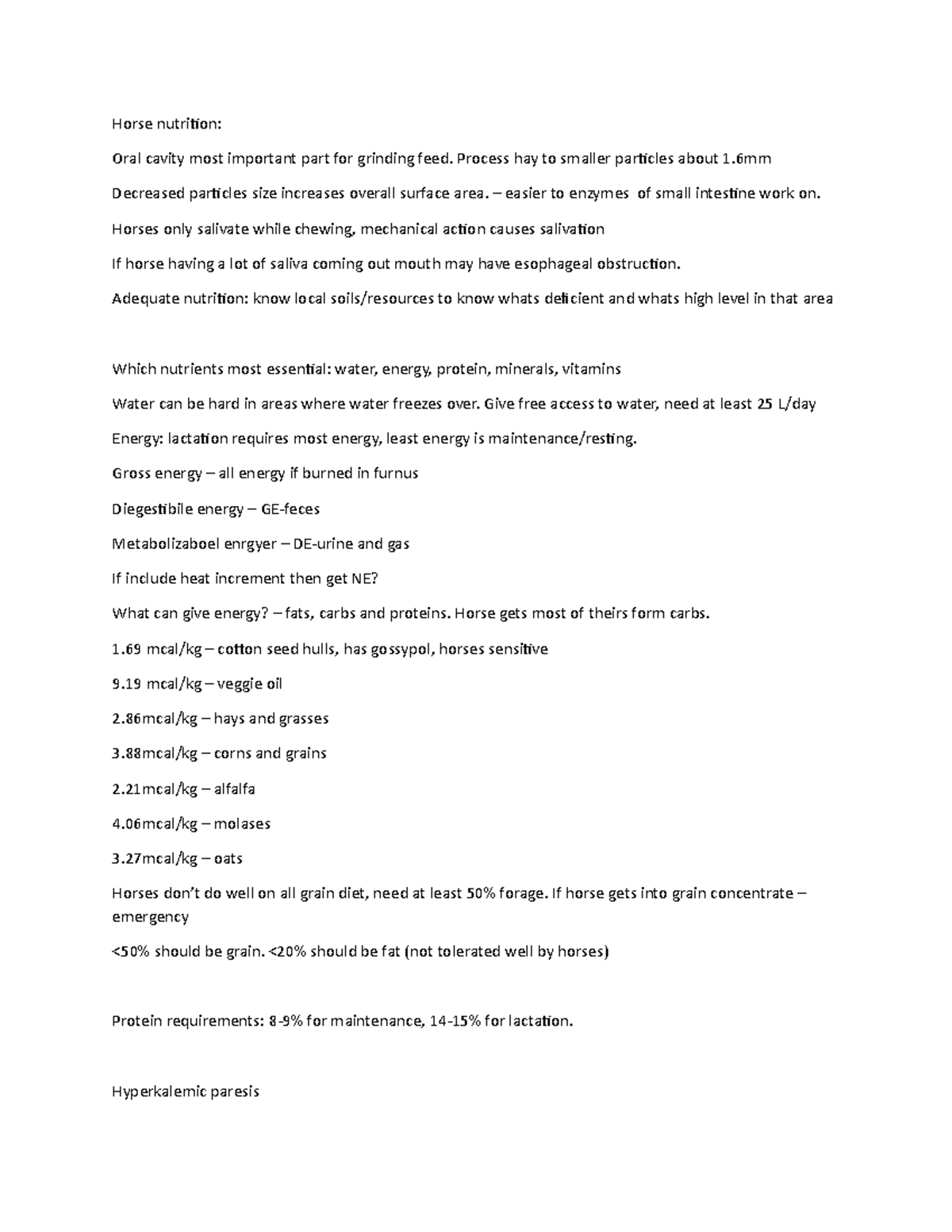 Horse nutrition Horse nutrition Oral cavity most important part for