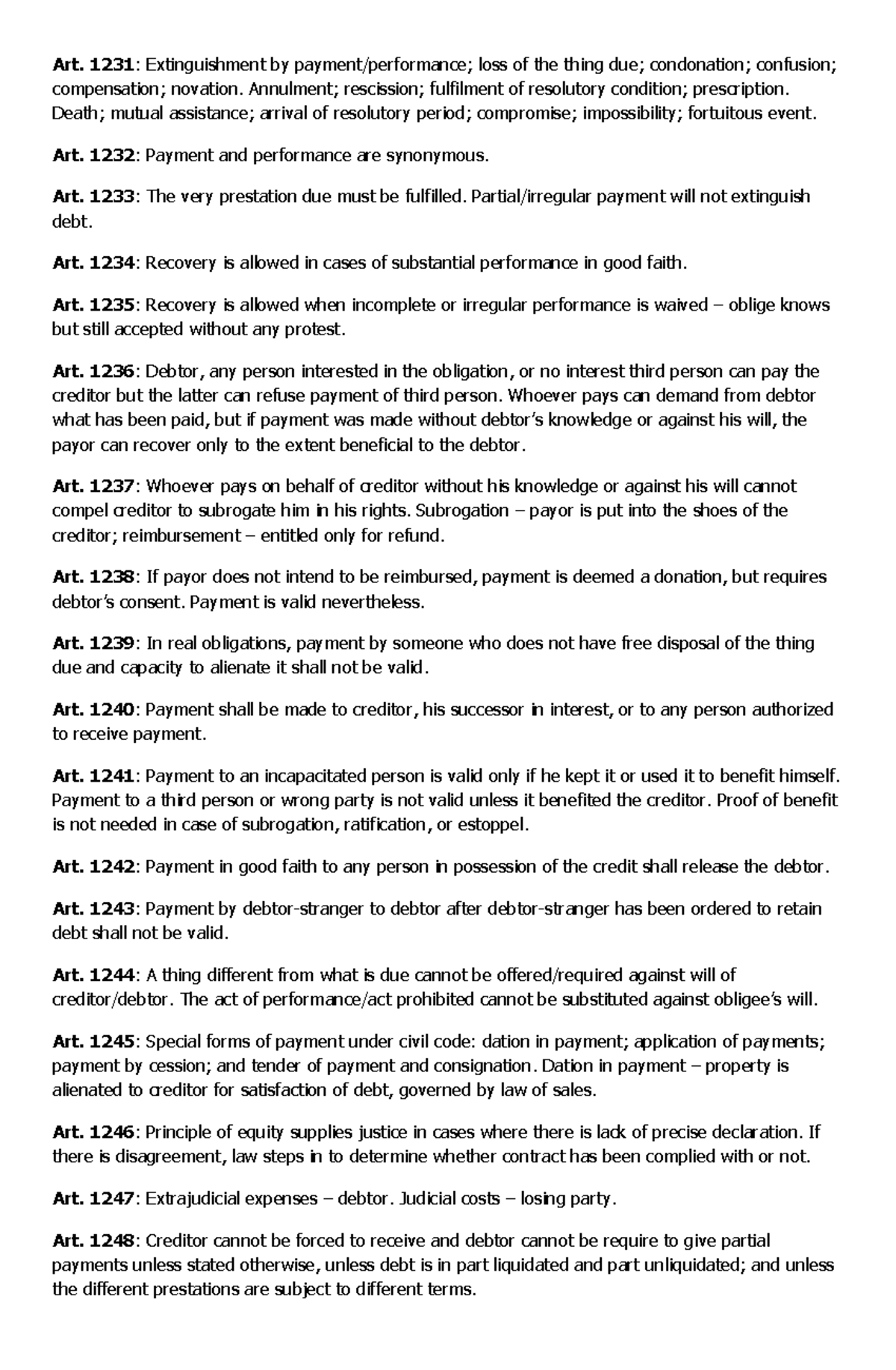 Chapter 4 - Extinguishment Of Obligations - Art. 1231 : Extinguishment ...