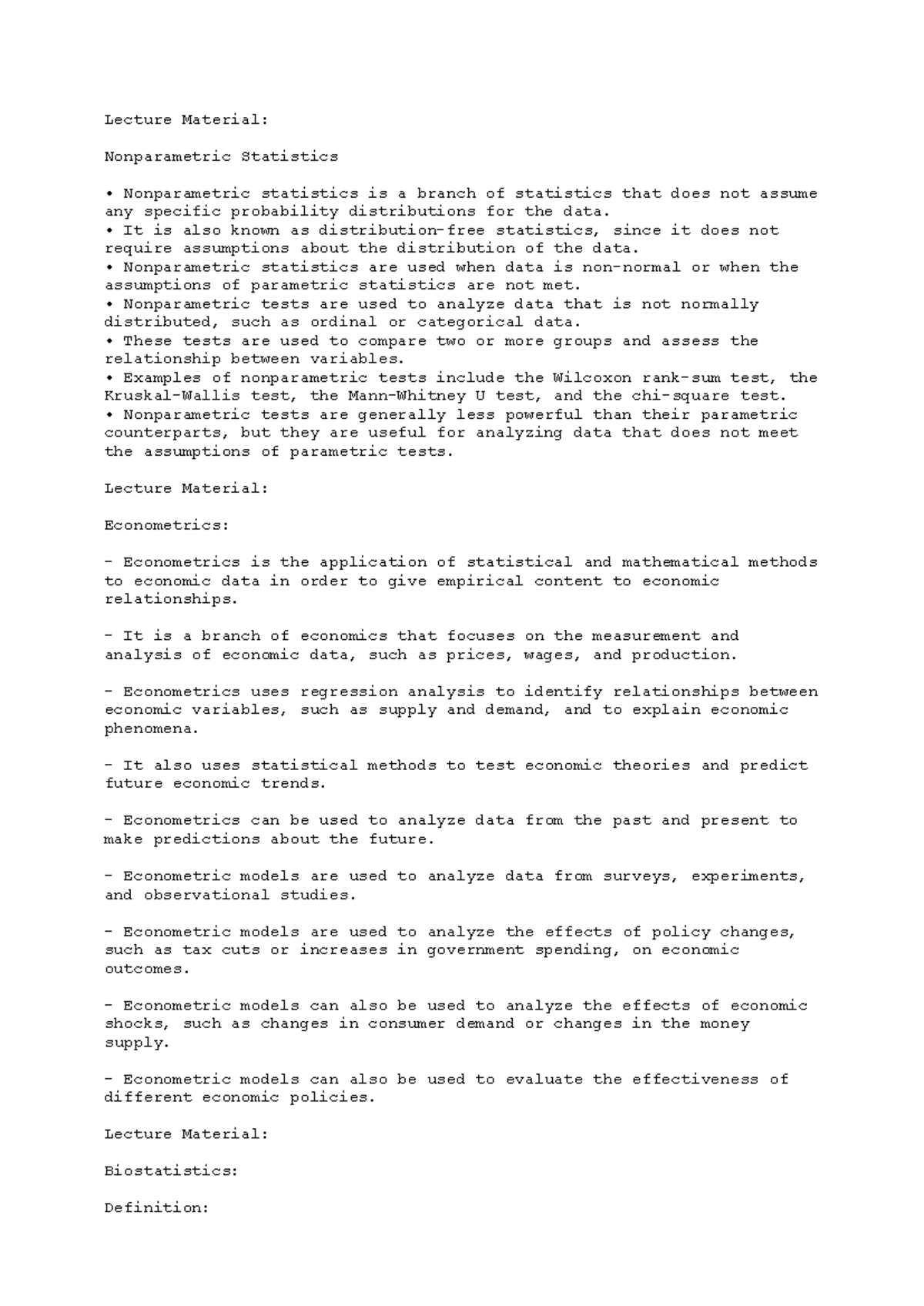 STAT1107 3 - Notes Compilation 2022 - Lecture Material: Nonparametric ...