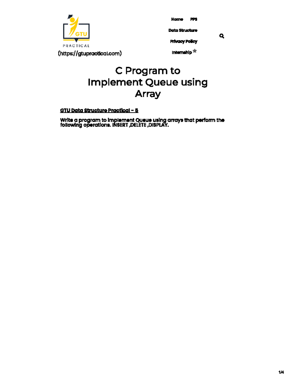 Dsp5 - ds practical - Home PPS Data Structure GTU Privacy Policy ...