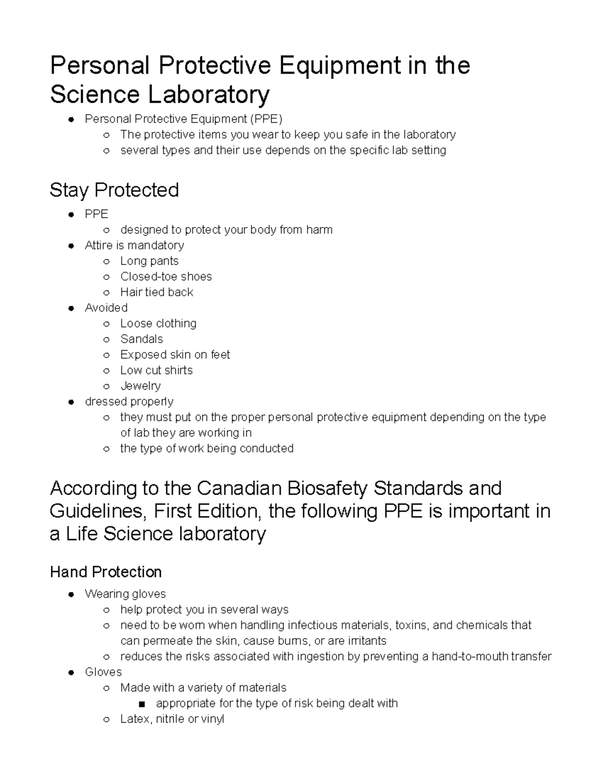 Lab Regulations Pt. 1.2 Personal Protective Equipment in the Science