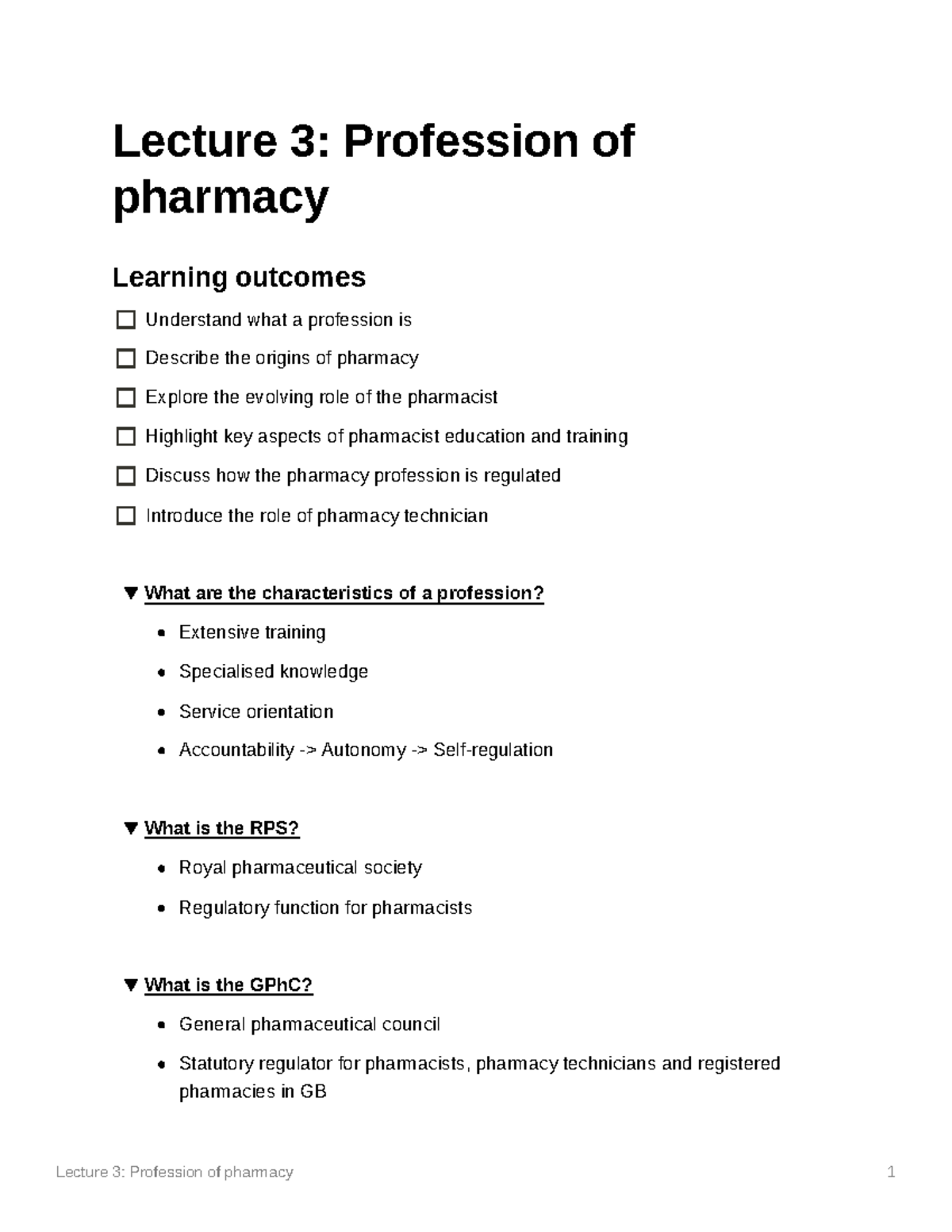 Lecture 3 Profession of pharmacy Lecture 3 Profession of pharmacy 1