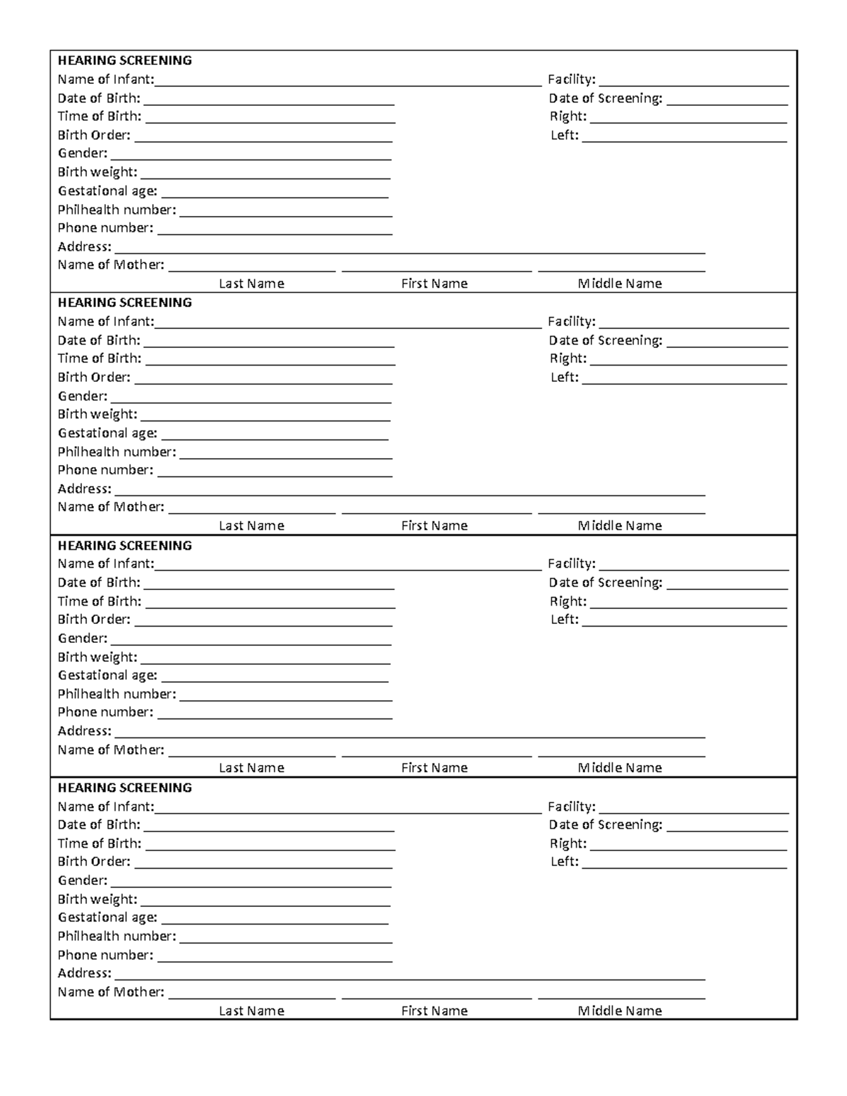 Hearing Screening - HEARING SCREENING Name of - Studocu