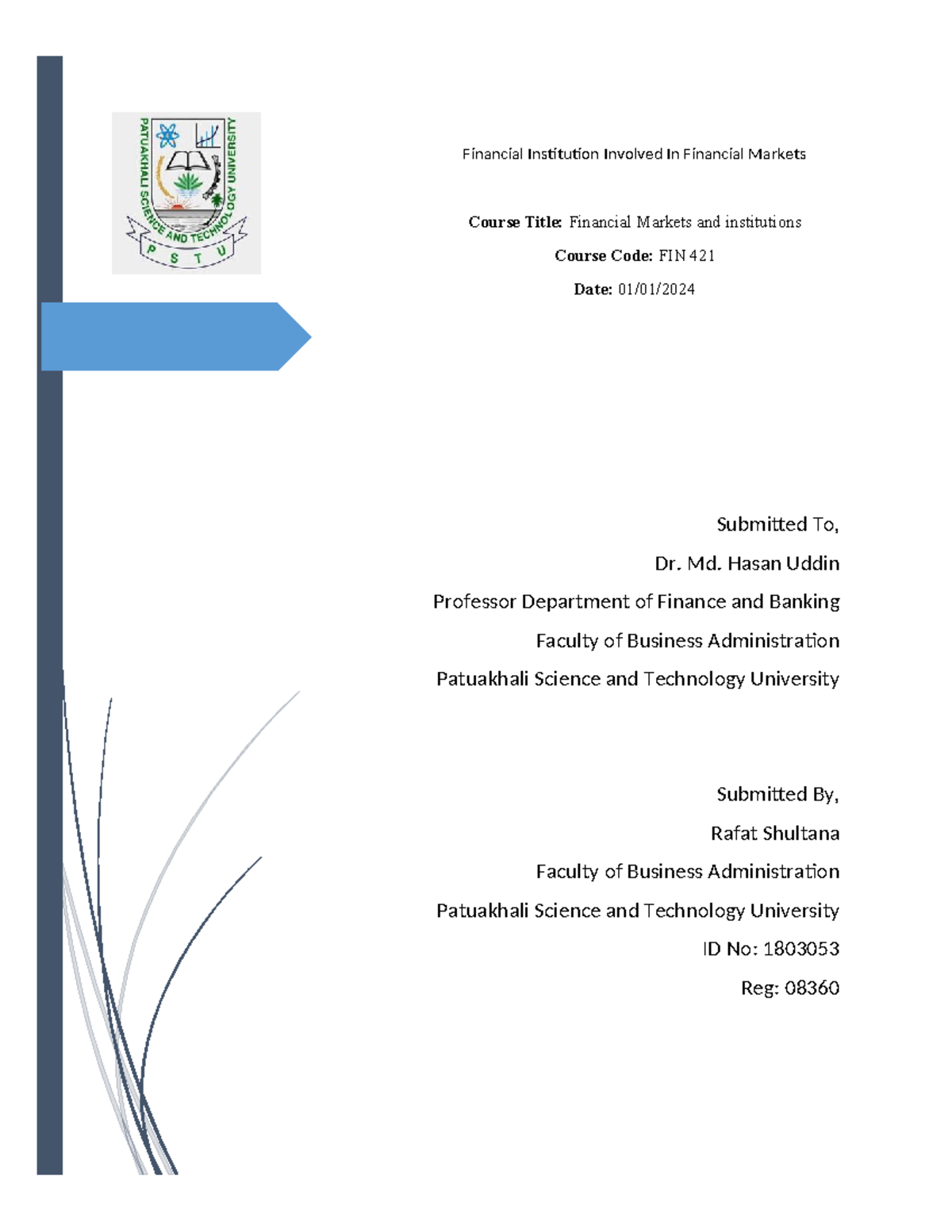 Asingnment hasan sir - Submitted To, Dr. Md. Hasan Uddin Professor ...