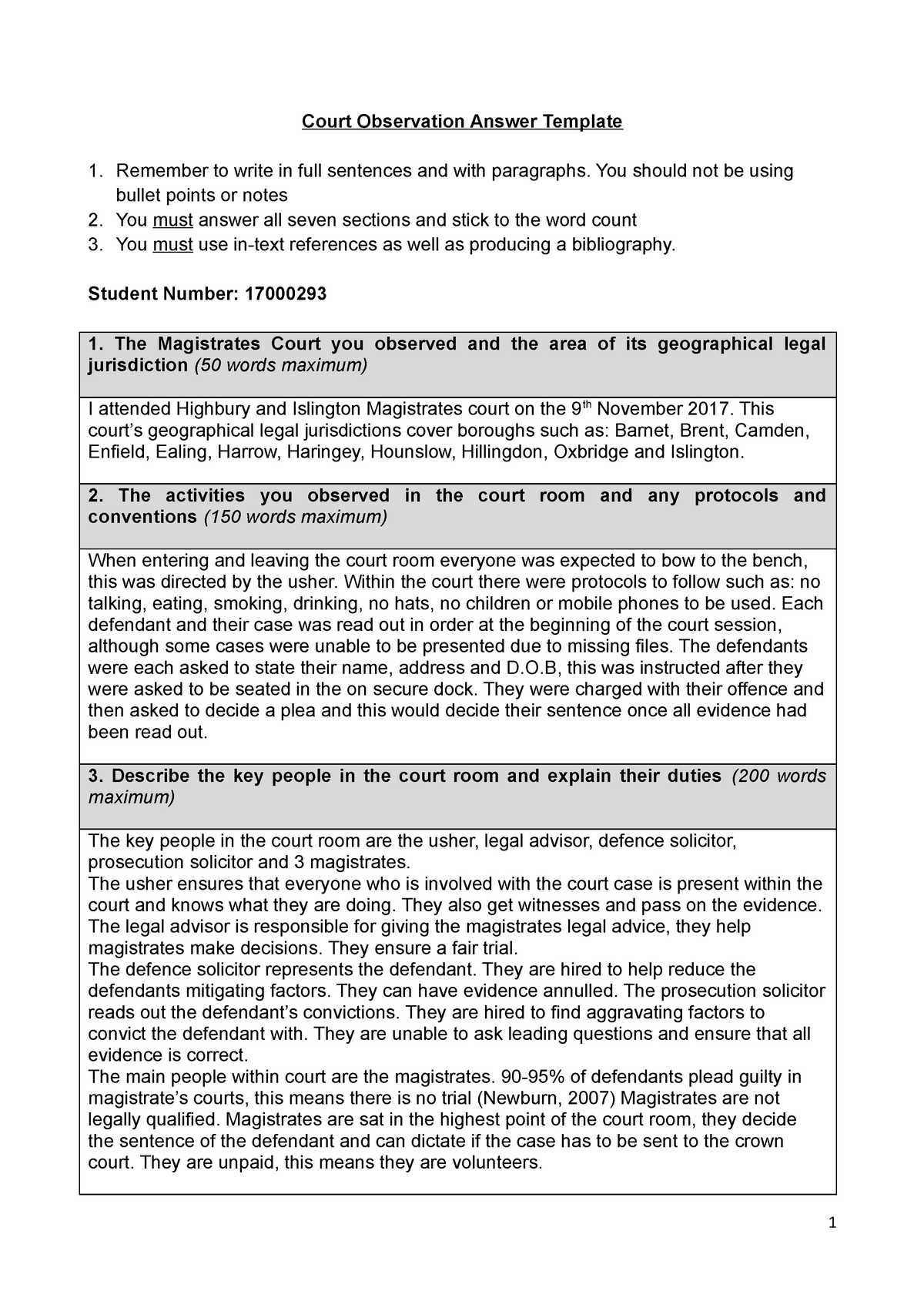 court report assignment example