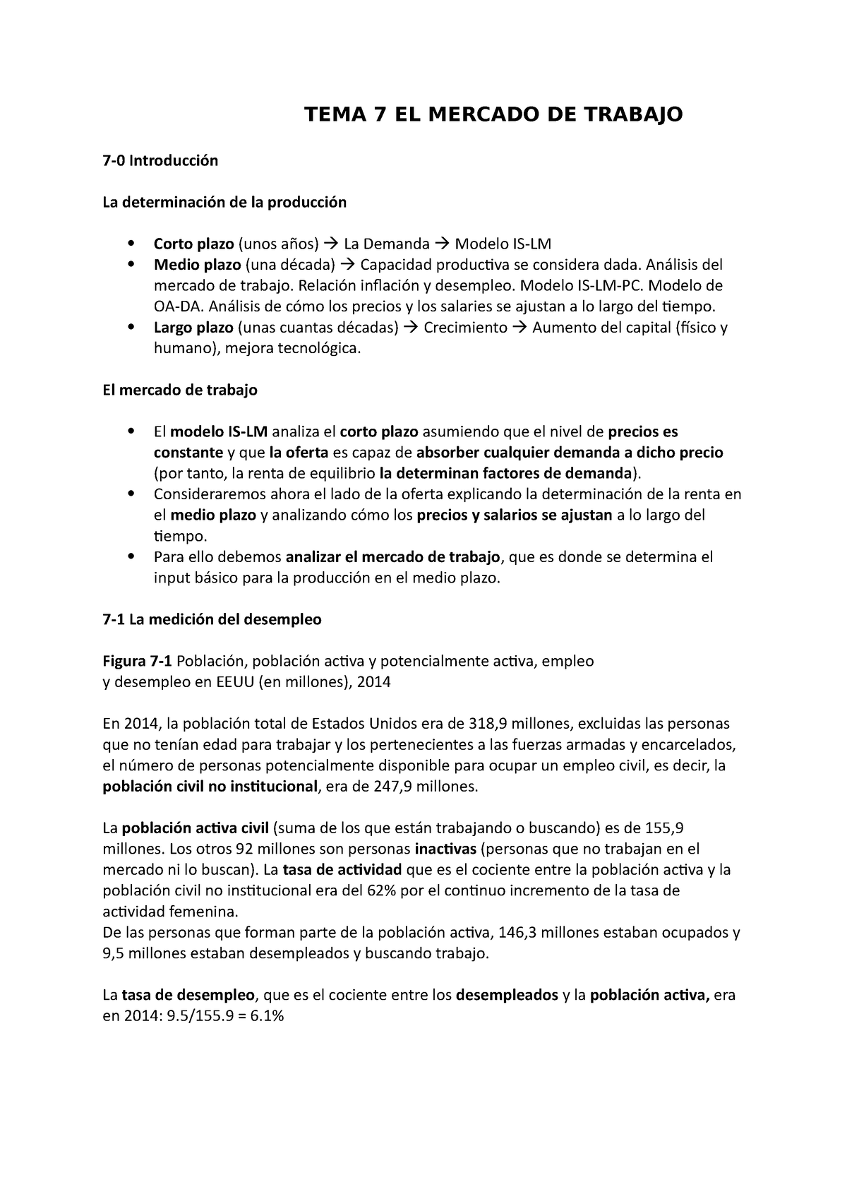 Tema 7 El Mercado De Trabajo Tema 7 El Mercado De Trabajo 7 0 Introducción La Determinación De 1192