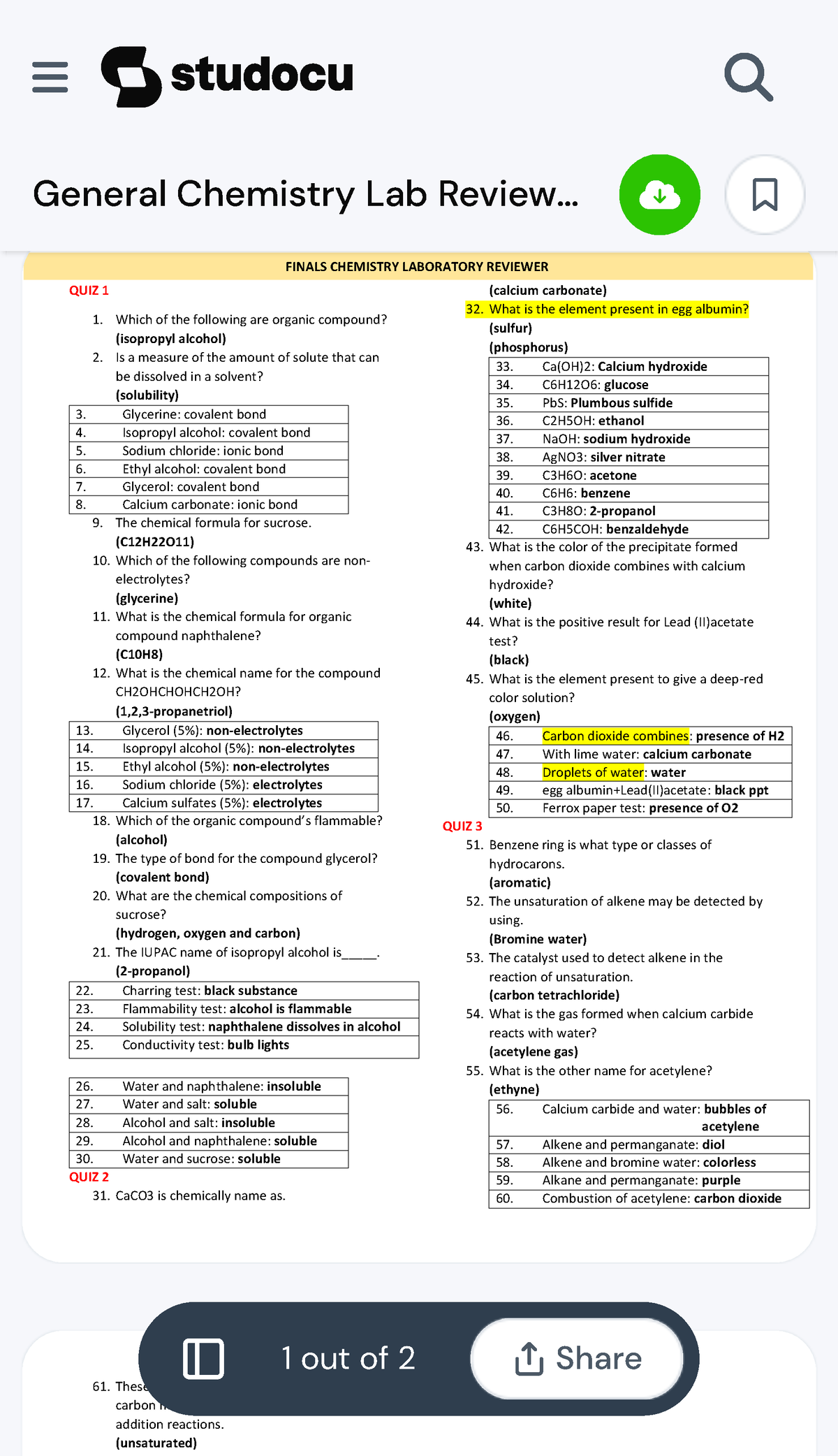 General Chemistry Lab Reviewer - QUIZ 1 Which Of The Following Are ...