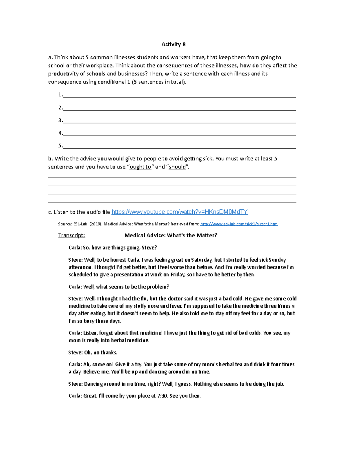 Activity 8 deliverable format - Ingles Avanzado 2 - TecMilenio - Studocu