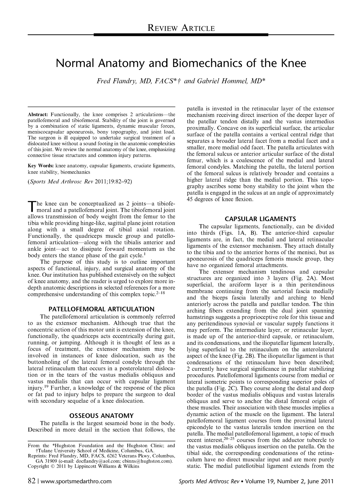 Knee Anatomy & Biomechanics - Normal Anatomy And Biomechanics Of The ...