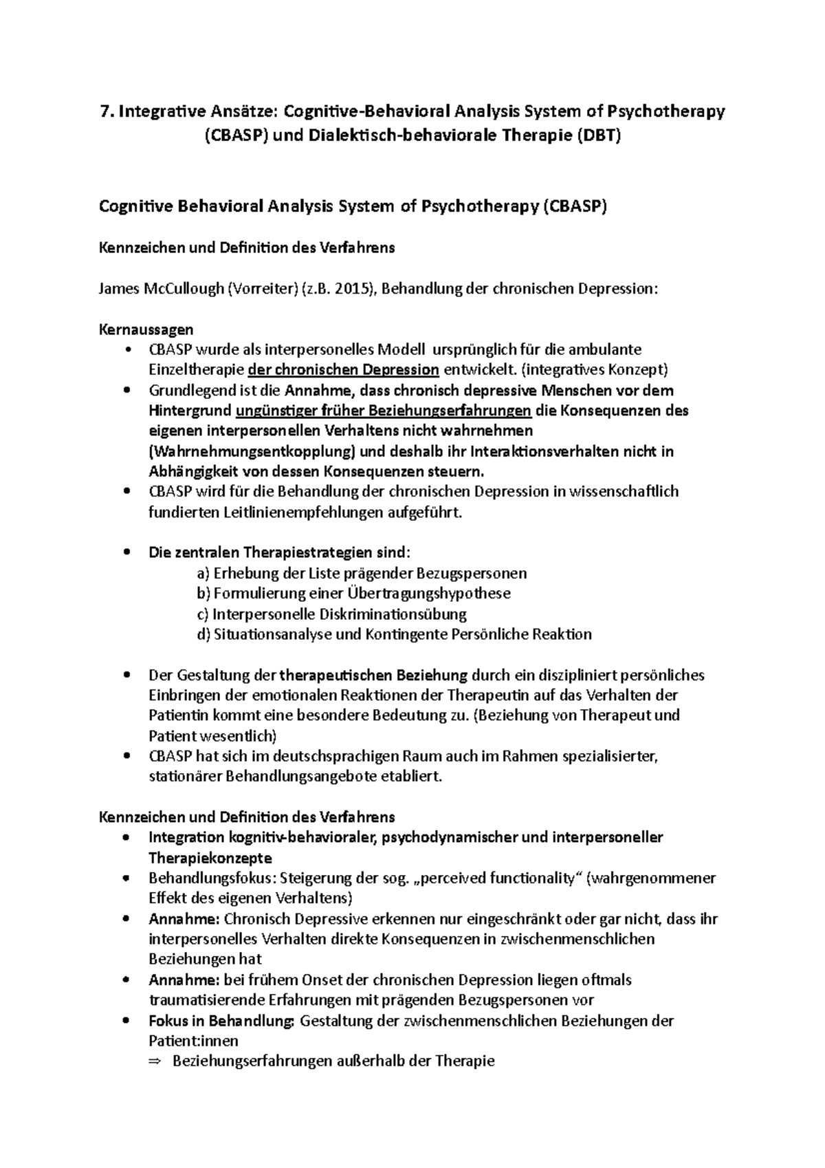 7. Integrative Ansätze- Cognitive-Behavioral Analysis System of ...