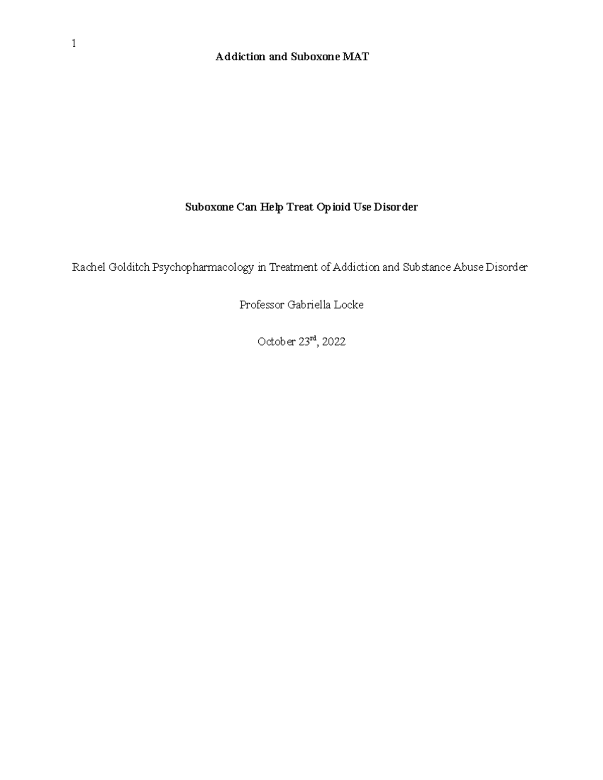 Golditch DRUG Study - Final Changes - Addiction and Suboxone MAT ...