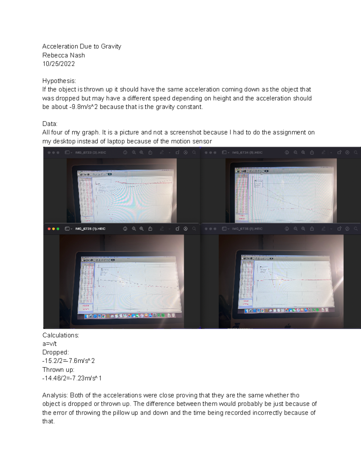 Accceleration due to gravity - Google Docs - Acceleration Due to ...