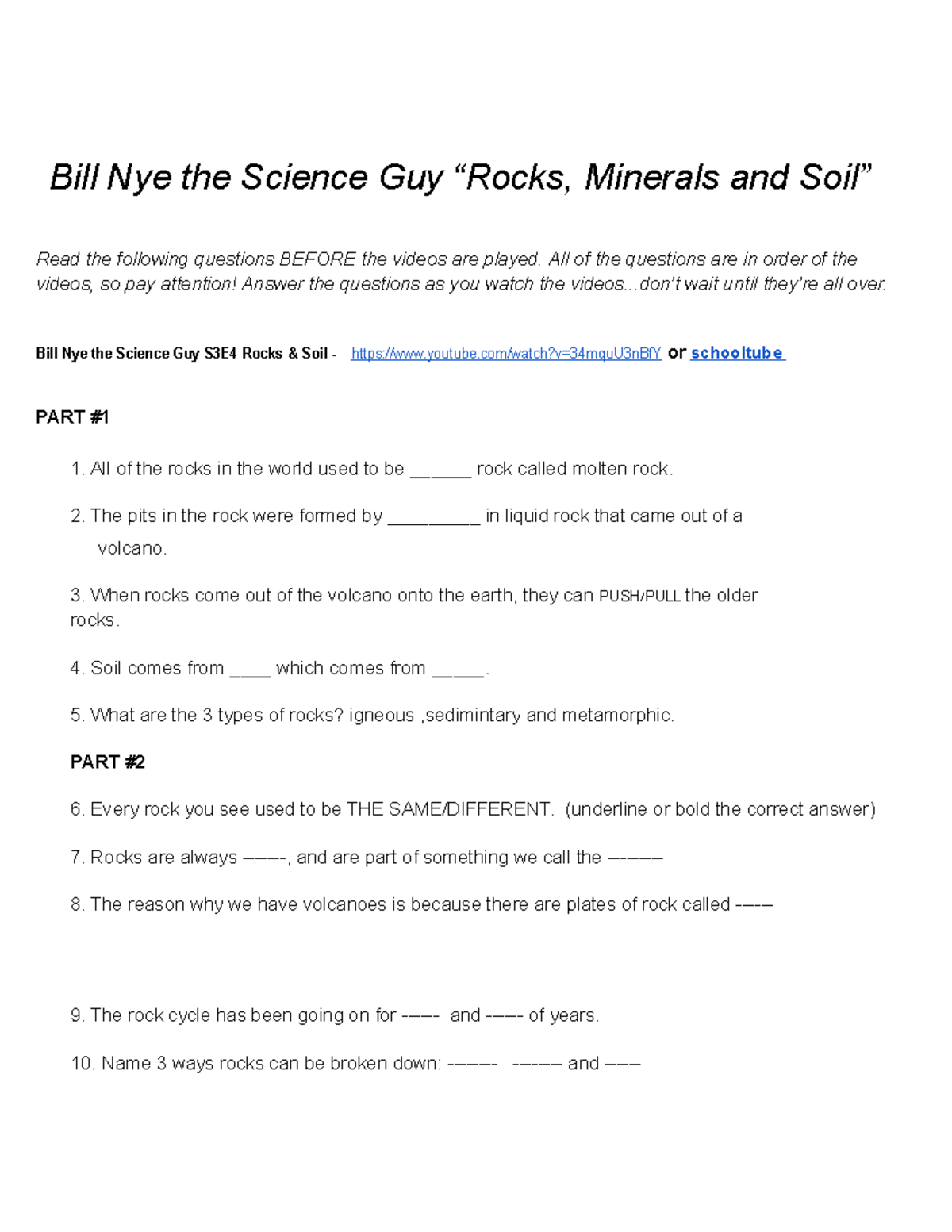Copy of Rebkah Worde Bill Nye the Science Guy “Rocks, Minerals and