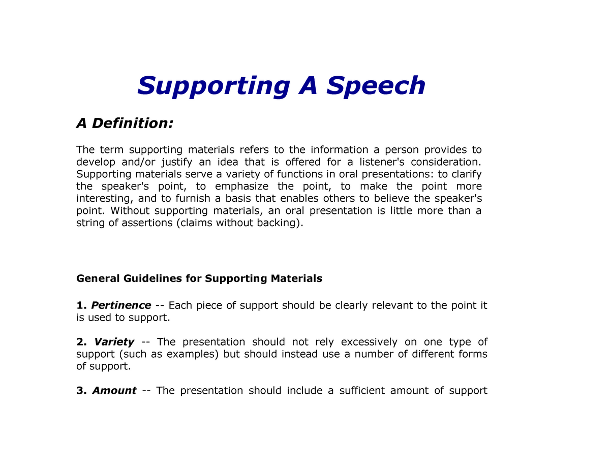 supporting-materials-for-speech-supporting-a-speech-a-definition-the