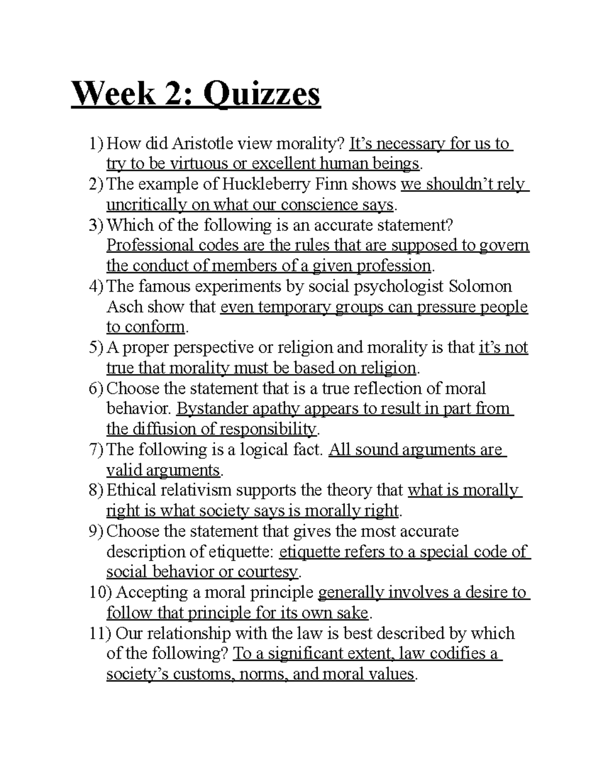 Week 2 Quiz - Questions And Answers For Quiz - Week 2: Quizzes 1)How ...