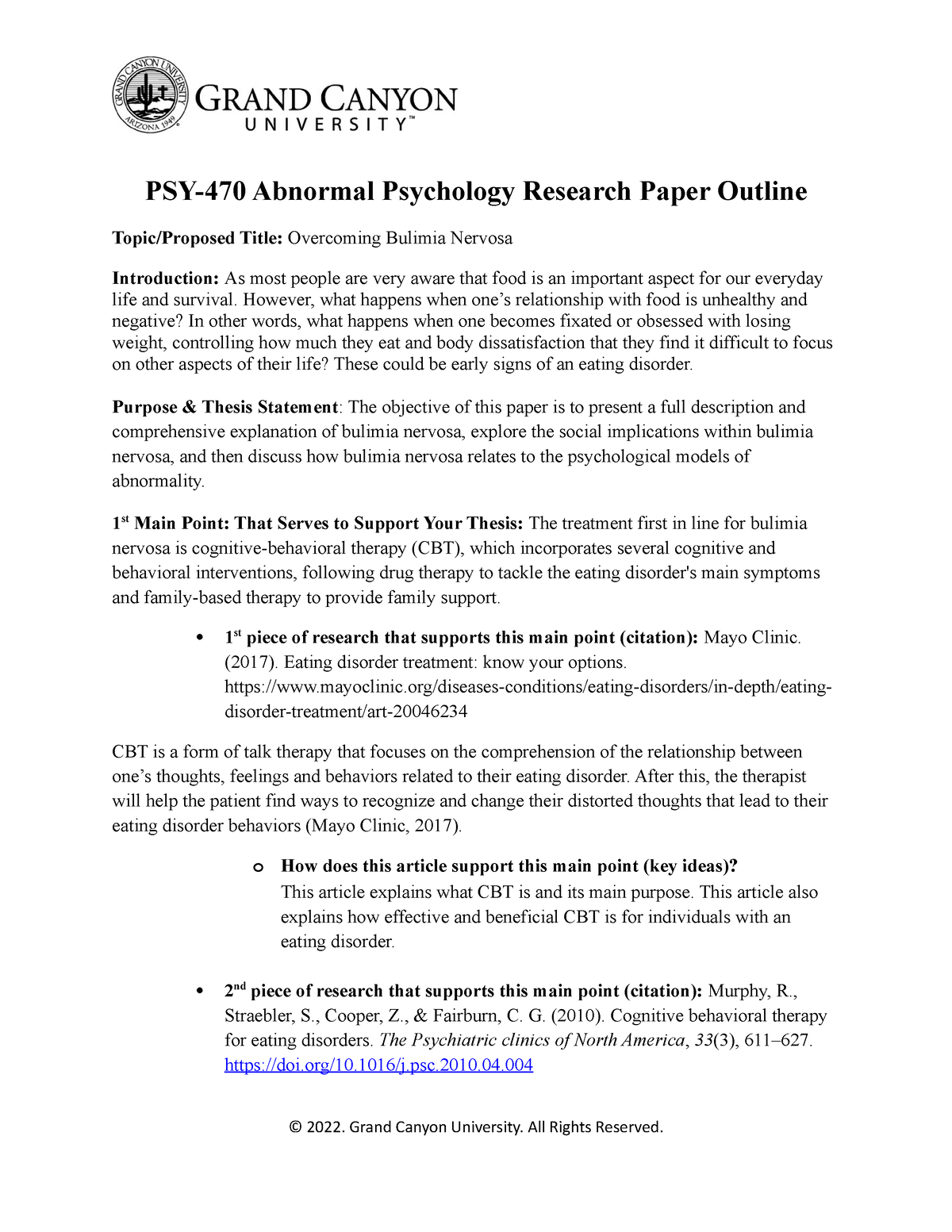 abnormal psychology research paper topics