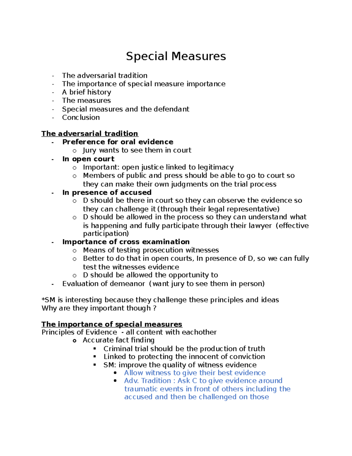 Specoal measures Special Measures The adversarial tradition The