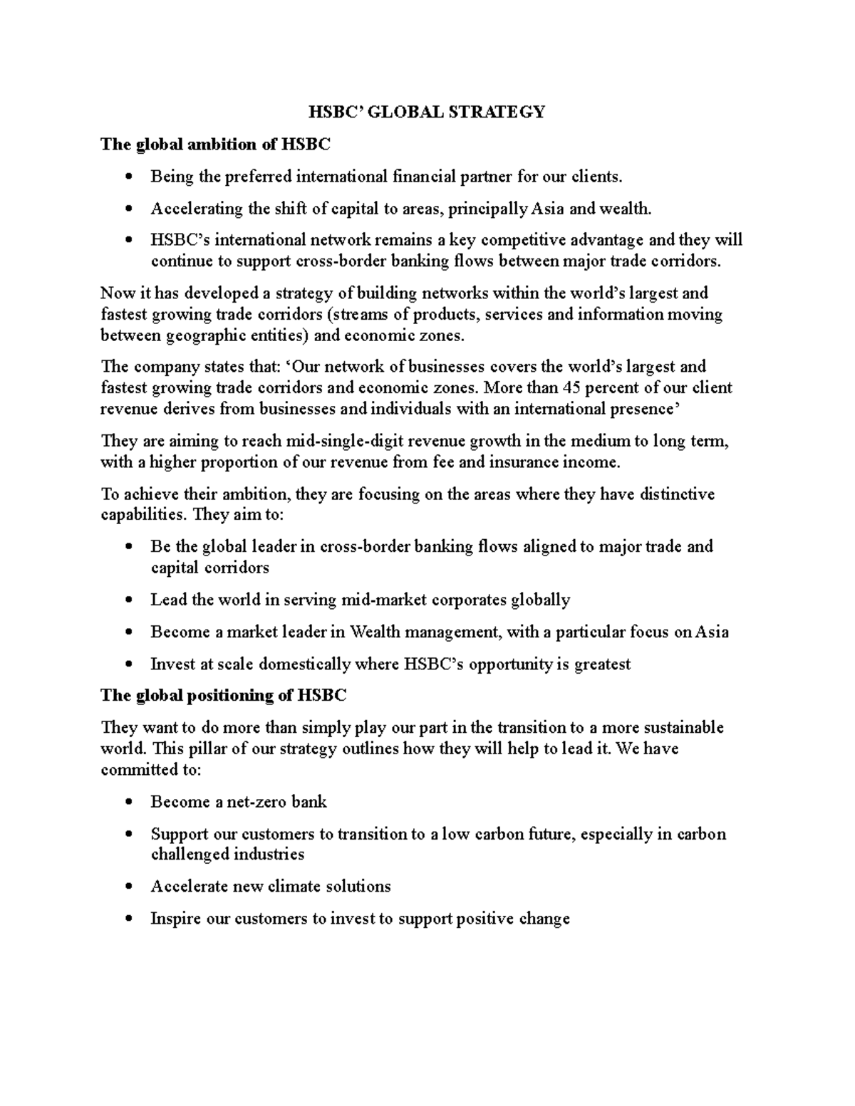 HSBC - Về HSBC - HSBC’ GLOBAL STRATEGY The global ambition of HSBC ...