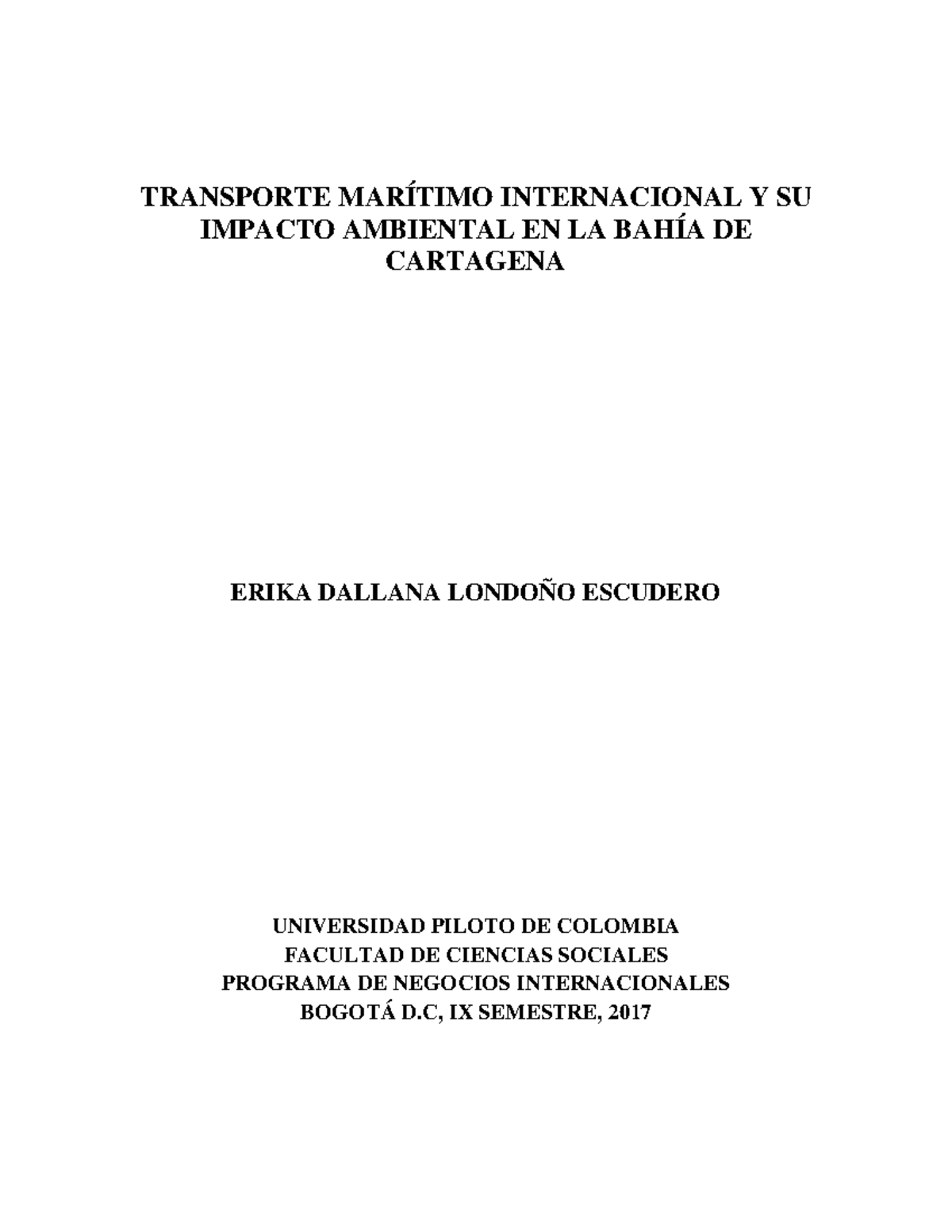 Evaluacion de impacto ambiental TRANSPORTE MARÍTIMO INTERNACIONAL Y