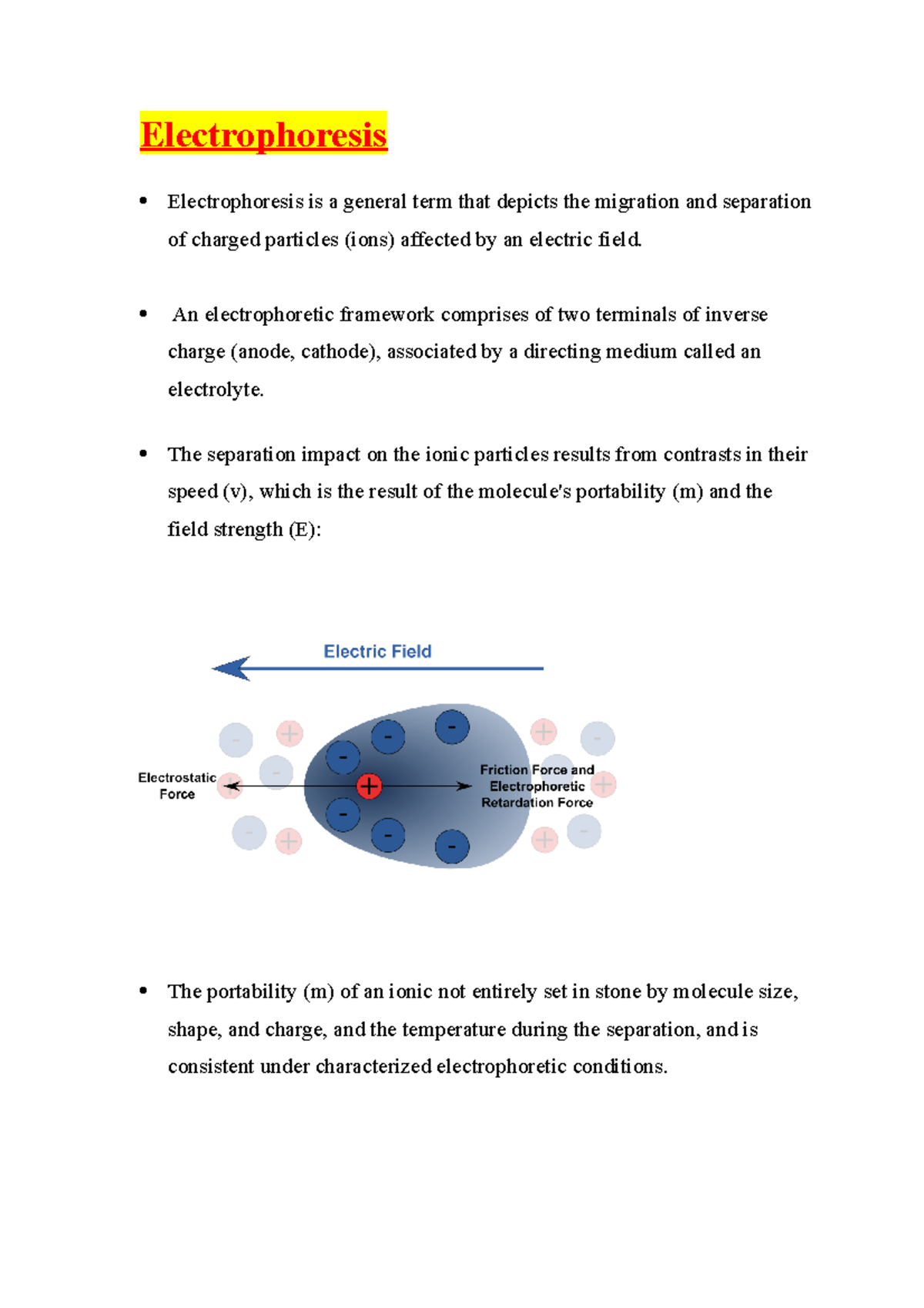 Electrophoresis It is useful lecture notes Electrophoresis