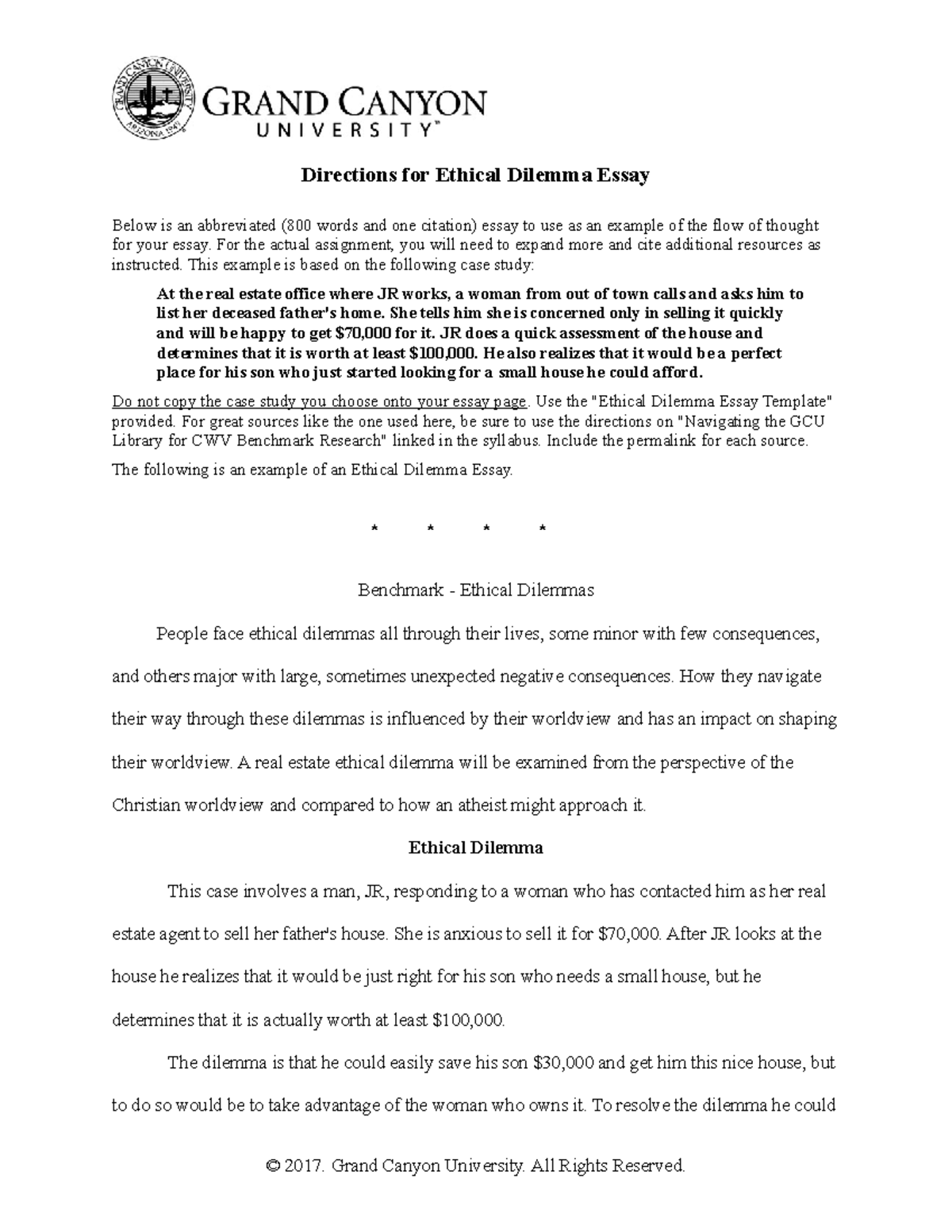 ethical dilemma essay template