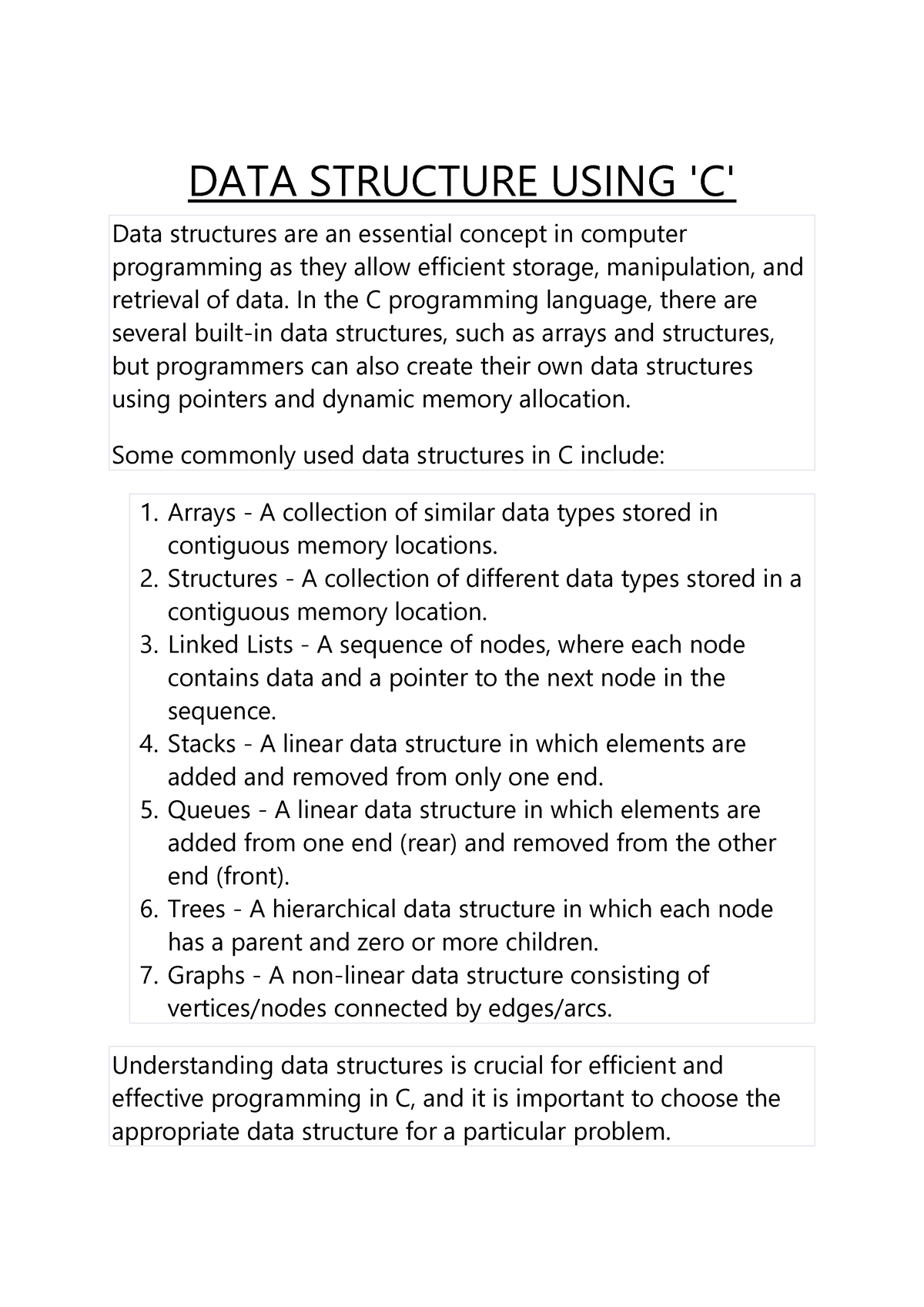 DATA Structure Using 'C' - DATA STRUCTURE USING 'C' Data Structures Are ...