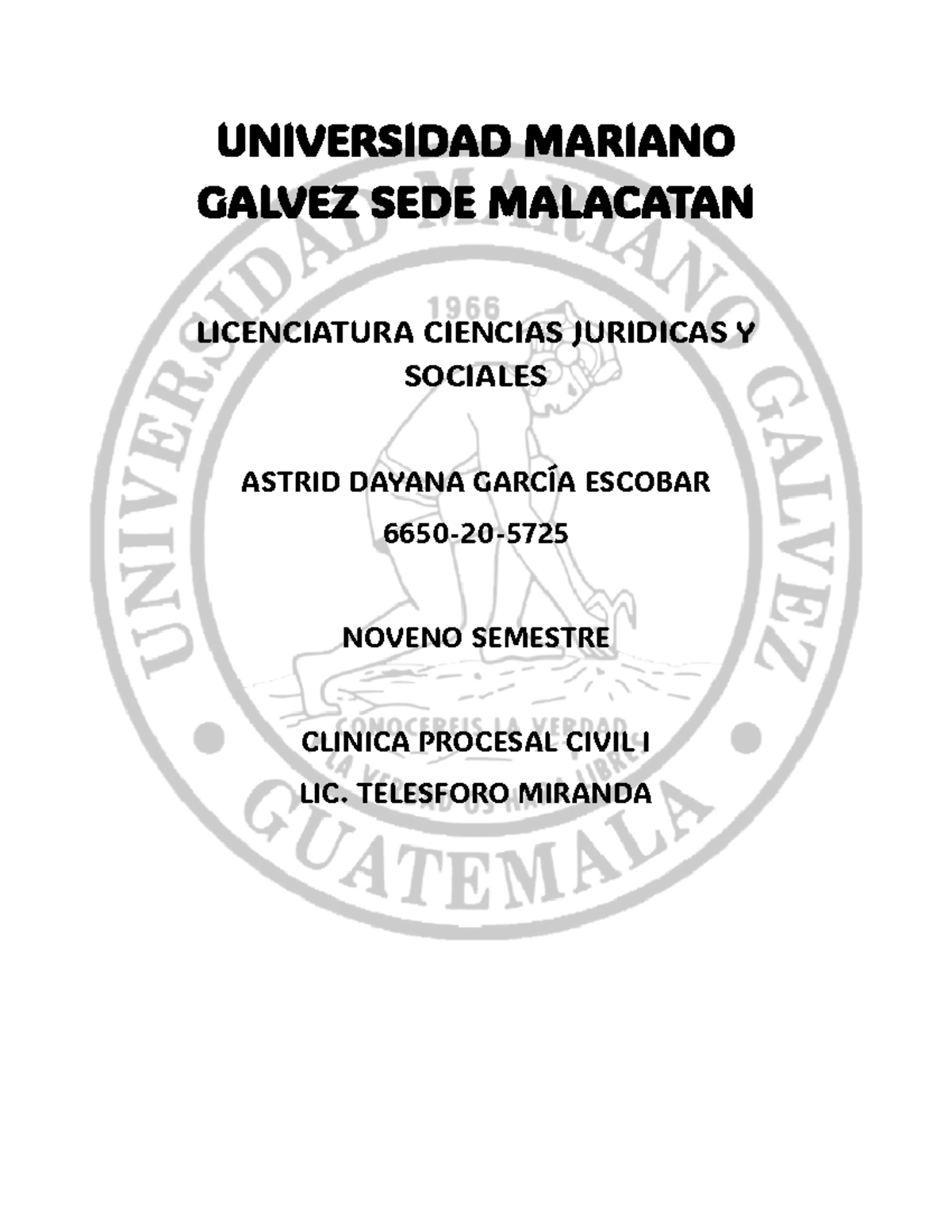 Caratula declaracion jurada - Derecho Civil V - UNIVERSIDAD MARIANO ...