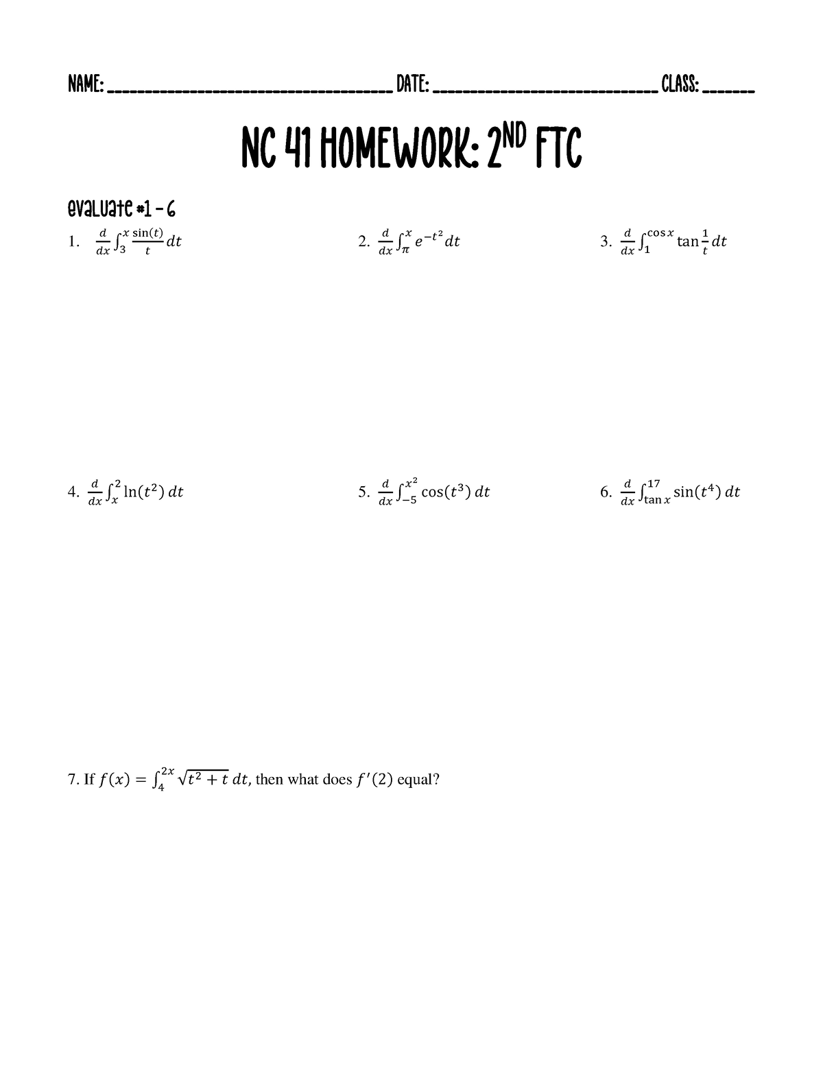 day #15 homework calculus