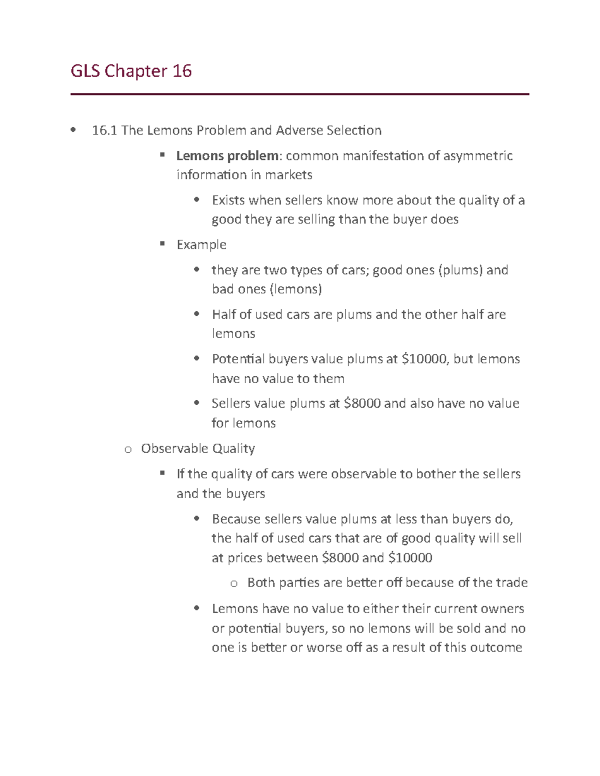 GLS Chapter 16 - Assigned Reading - GLS Chapter 16 16 The Lemons ...
