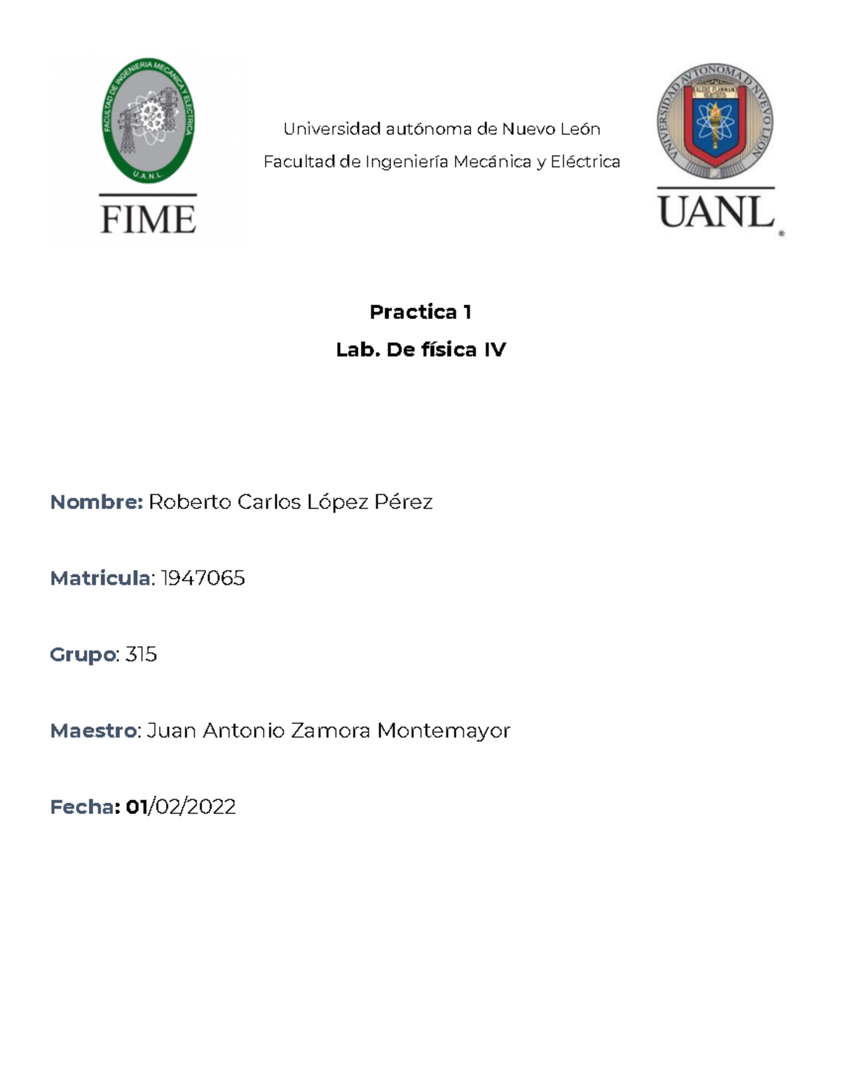 Practica 1 laboratorio de fisica - Universidad autónoma de Nuevo León ...