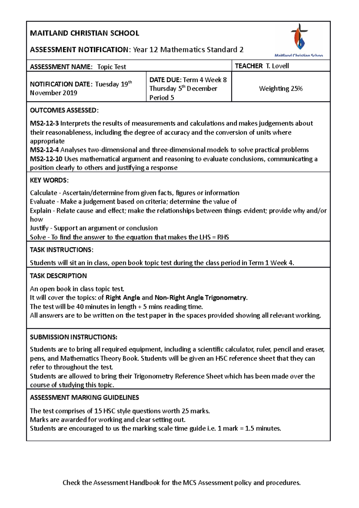 1Assessment notification Topic Test - Studocu