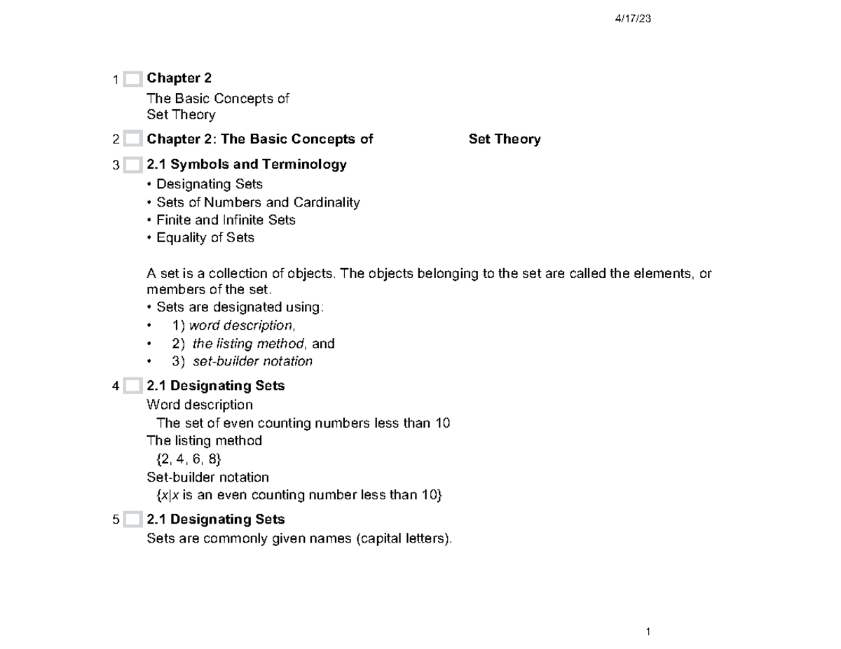 Chap 2.1, 2 - chapter 2.1 lecture - 4/17/ 1 Chapter 2 The Basic ...