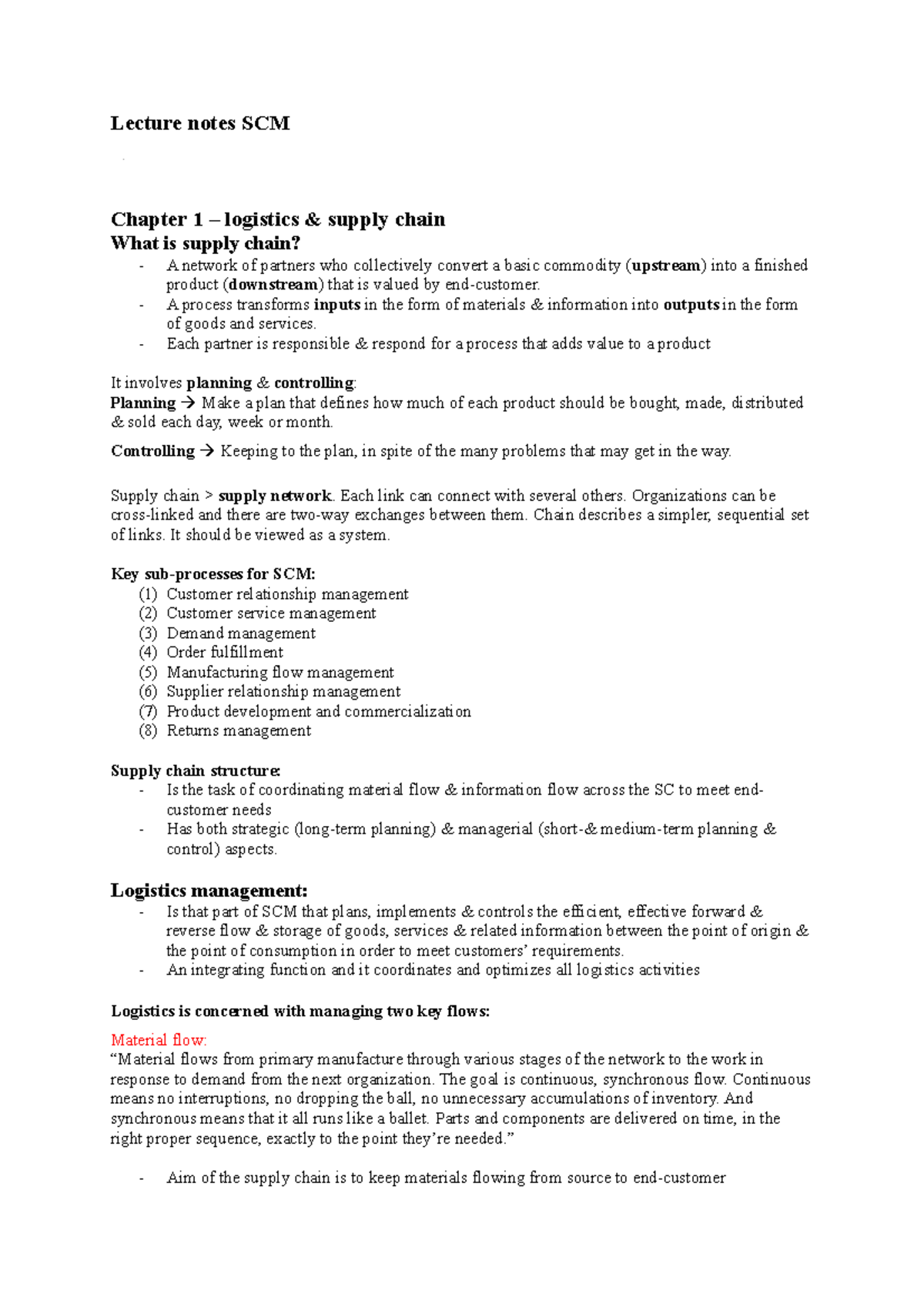 Lecture Notes - A Process Transforms Inputs In The Form Of Materials ...