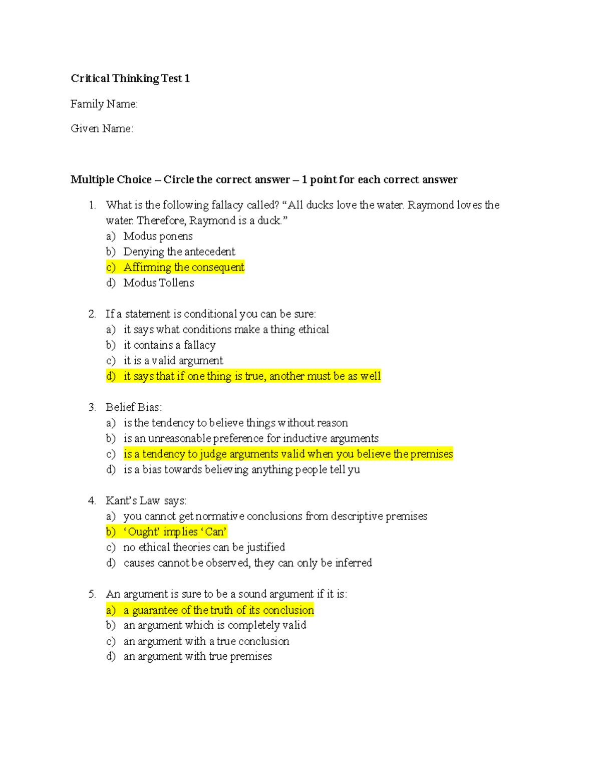 aes critical thinking module test answers