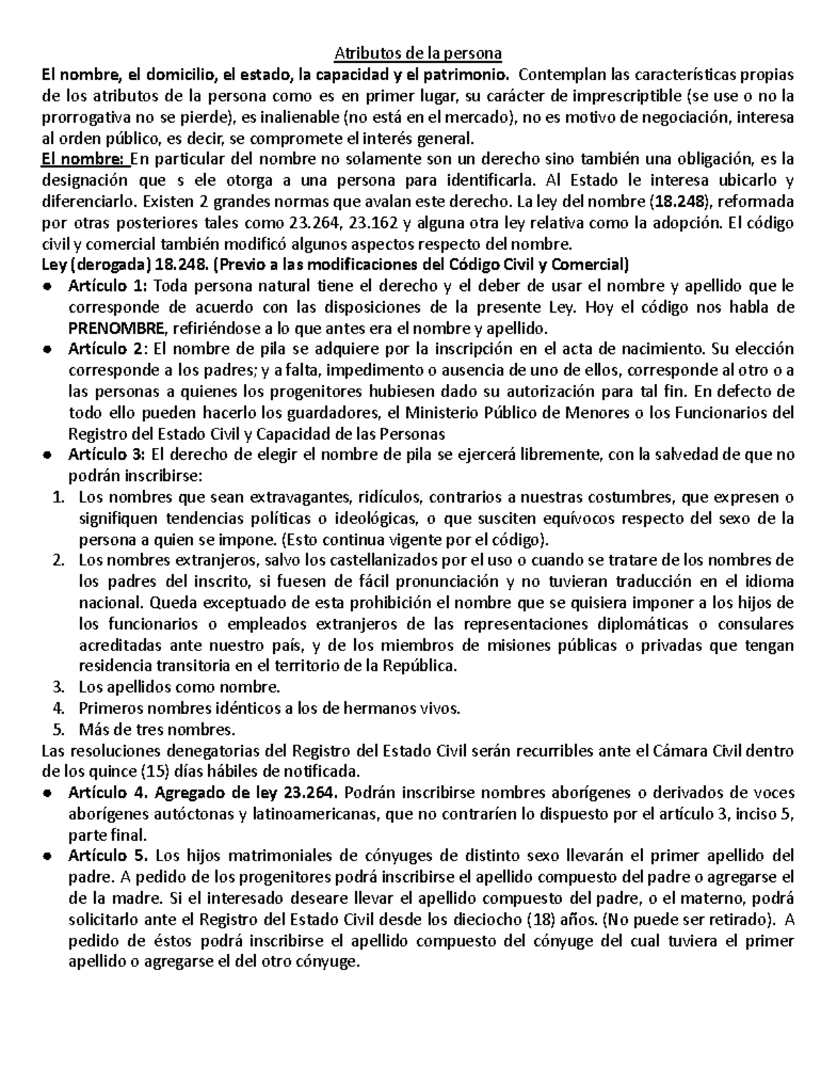 Derecho Civil. Atributos De La Persona. - Atributos De La Persona El ...