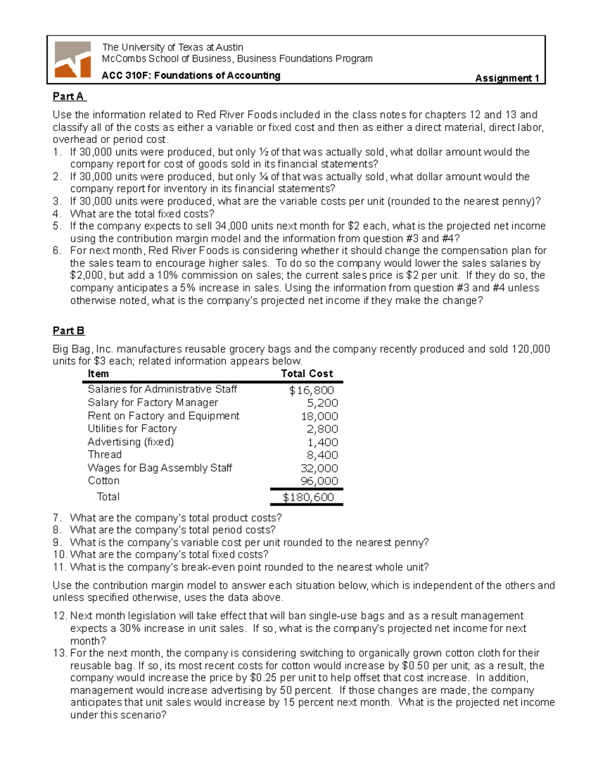 Seminar Assignments - 1-4 - The University of Texas at Austin McCombs  School of Business, Business - StuDocu