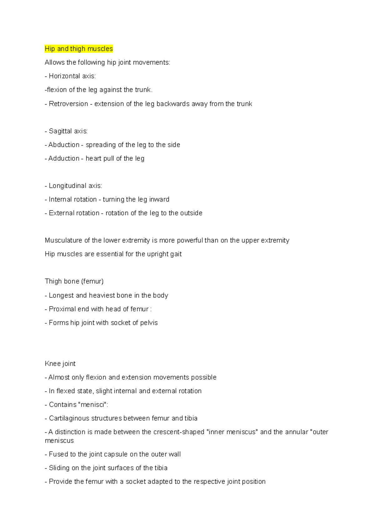 Hip and thigh muscles Lecture notes 6 Hip and thigh muscles Allows