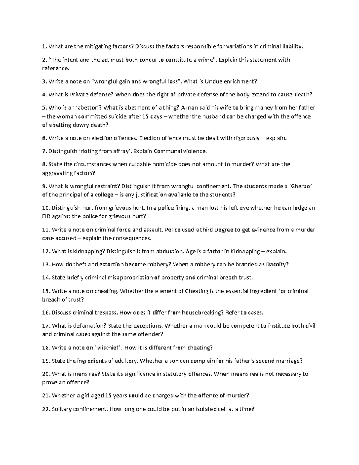 IPC objective - What are the mitigating factors? Discuss the factors ...