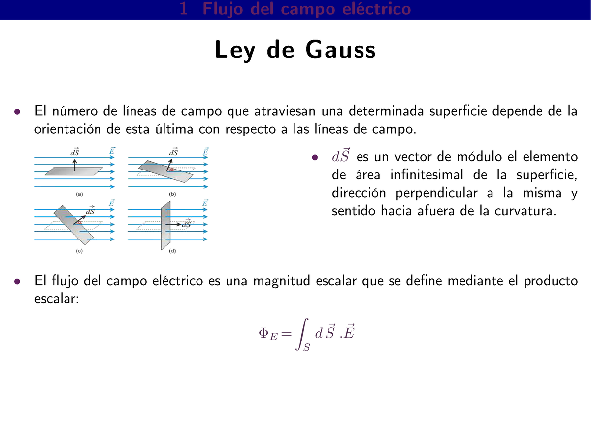 Ley De Gauss - 1 Flujo Del Campo Eléctrico Ley De Gauss El Número De ...