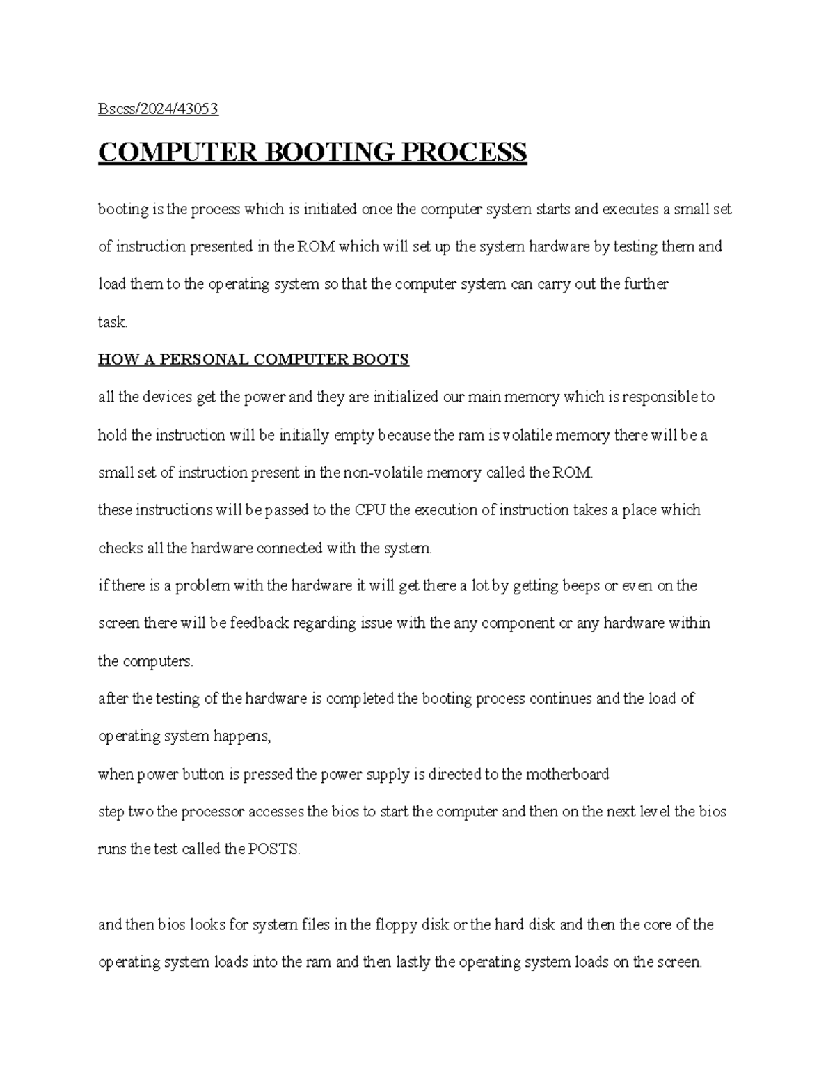 Computer booting process - Bscss/2024/ COMPUTER BOOTING PROCESS booting ...