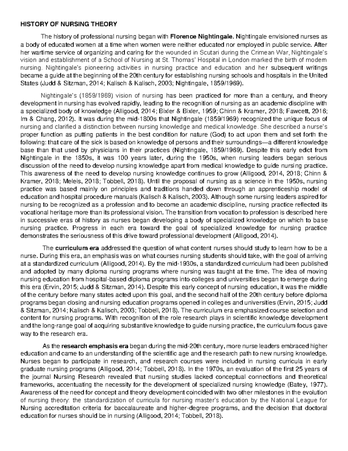 History of nursing theory - HISTORY OF NURSING THEORY The history of ...