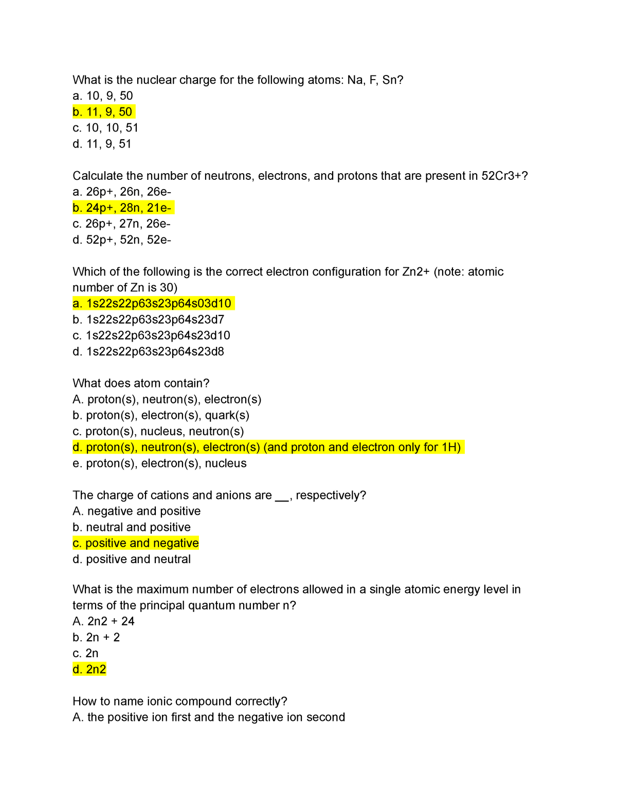 Chem Eng quiz 3 Multiple choice - Chemistry for engineers - VNUHCM ...