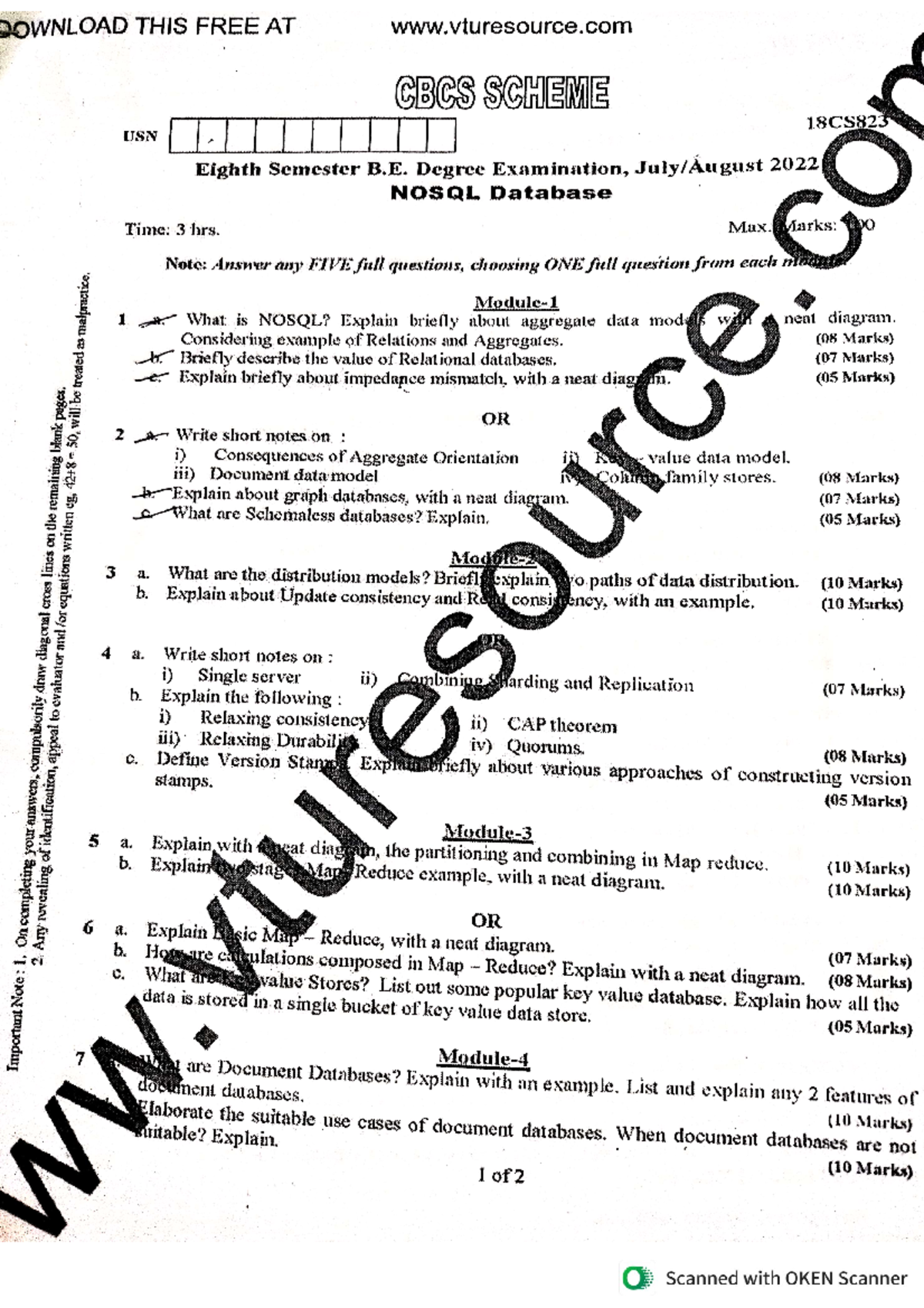 Question papers Nosql - Internet of things(iot) - Studocu