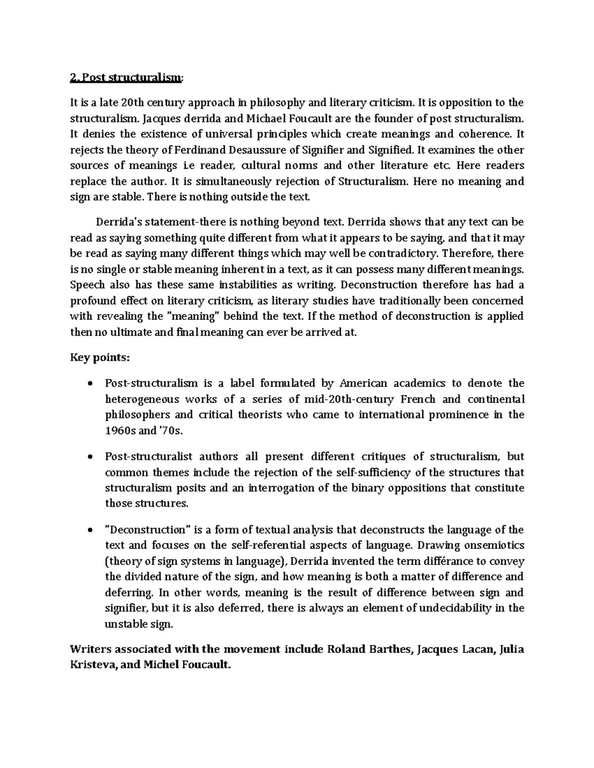 2 post structuralism 2. Post structuralism It is a late 20th