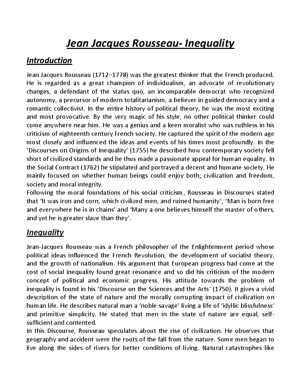 Rousseau quotes on inequality at dorothy logan blog