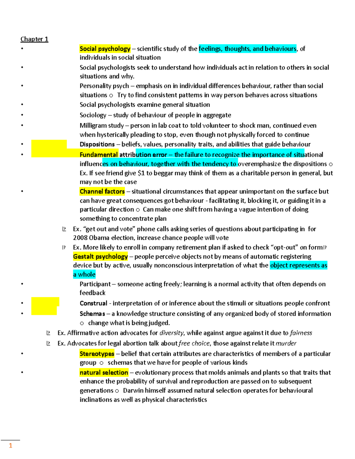 Psychology B10 All Chapters Summary - Chapter 1 Social Psychology ...